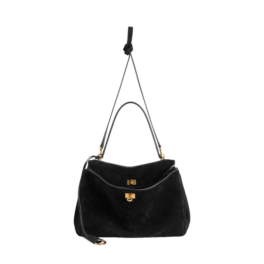 Balenciaga BALENCIAGA Rodeo Medium $4590 Black Suede Handbag New And Au Size ONE SIZE - 4 Thumbnail
