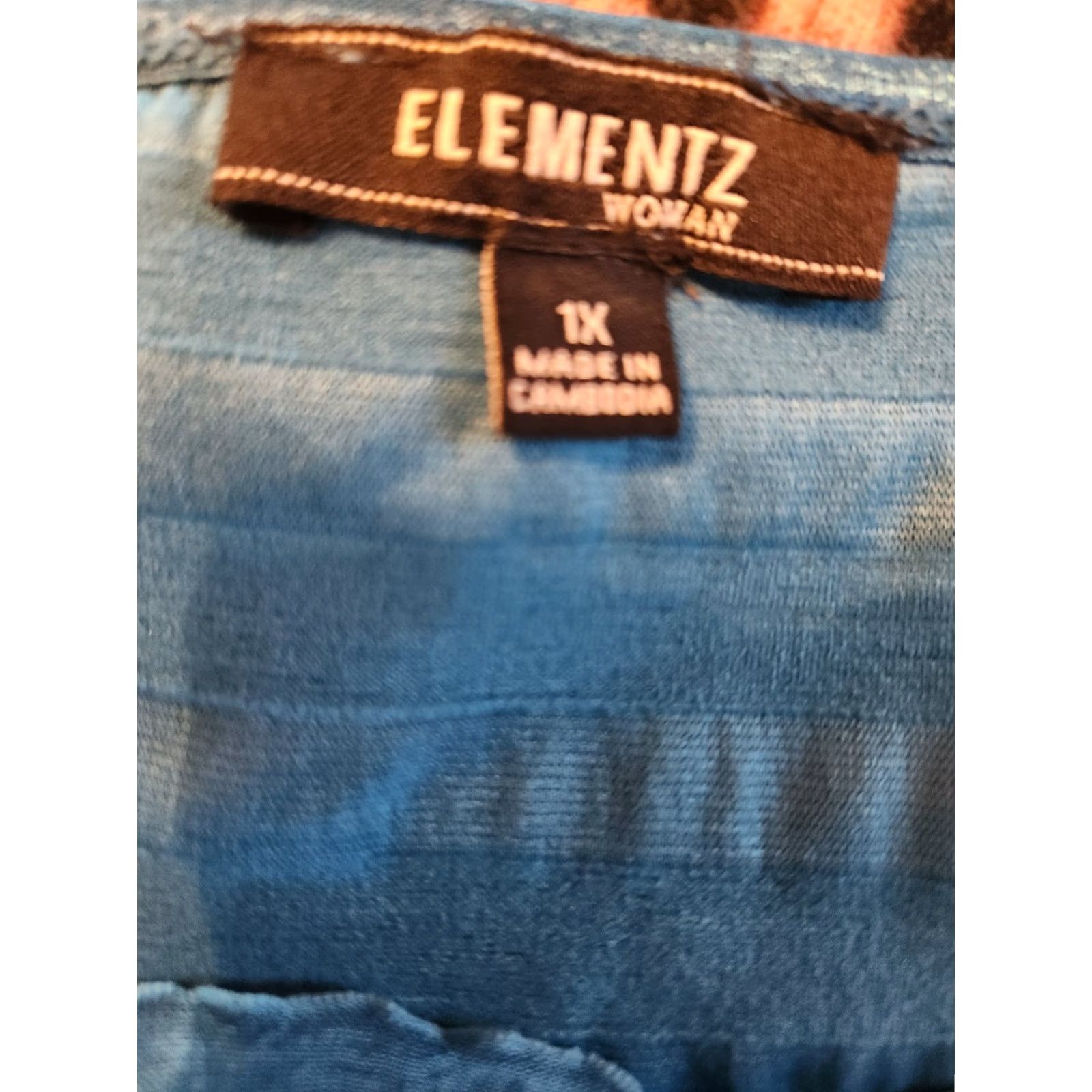 Element Elementz Woman Teal Layered Ruffle Sparkly Top Blouse Boho 1X Shirt Adult Plus Blue 3/4 Sleeve Round Neck Casual Party/Cocktail Travel Business Womens Size XL / US 12-14 / IT 48-50 - 5 Thumbnail