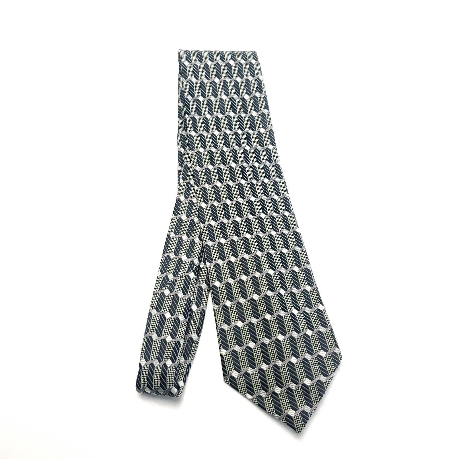 Designer Roberto Villini Gray Silk Tie Woven Geometric Micro Check Size ONE SIZE - 7 Thumbnail
