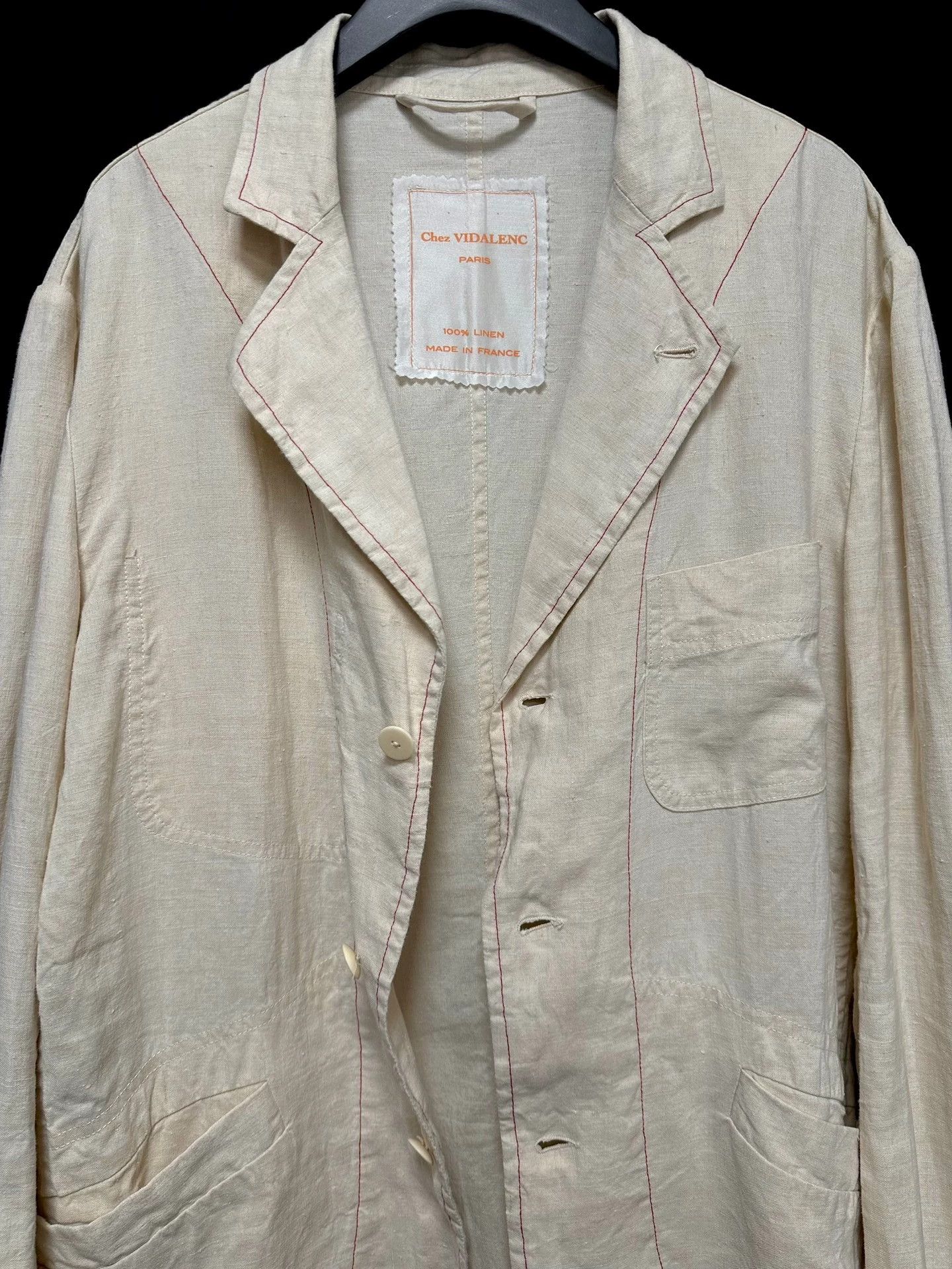Other Chez VIDALENC Hand-stitched Linen Jacket Tea Dyed Size US M / EU 48-50 / 2 - 8 Thumbnail