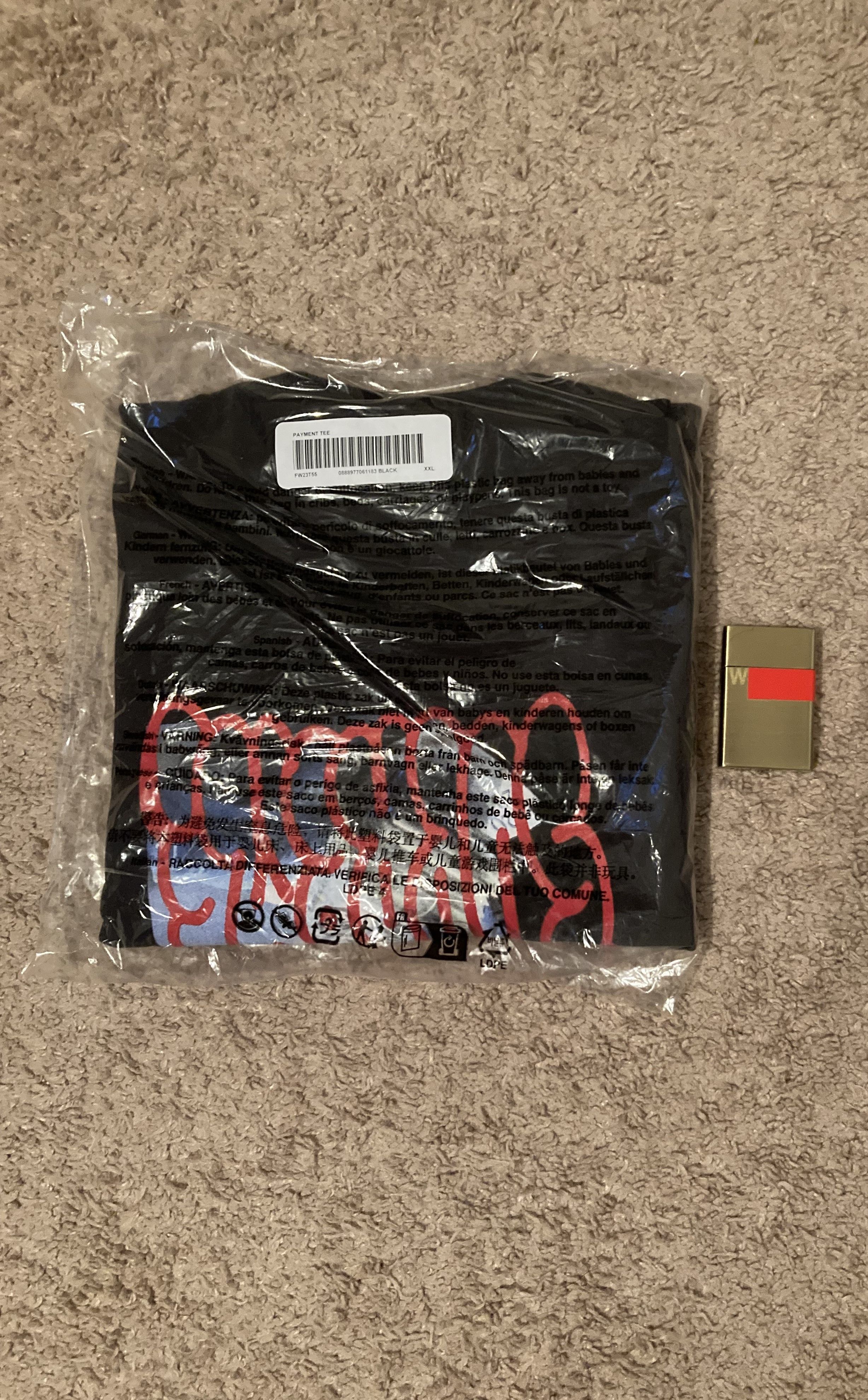 image of Supreme Payment Tee in Black, Men's (Size 2XL)