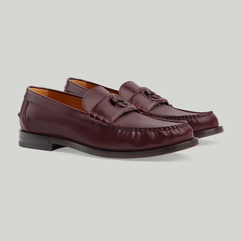 Gucci Interlocking G Detail Loafers Burgundy