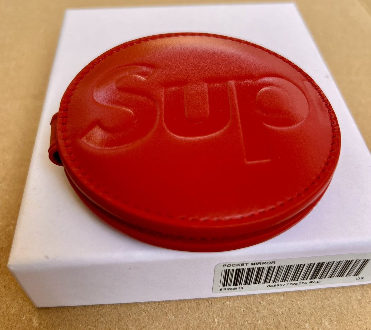 Supreme Leather Pocket Mirror Red
