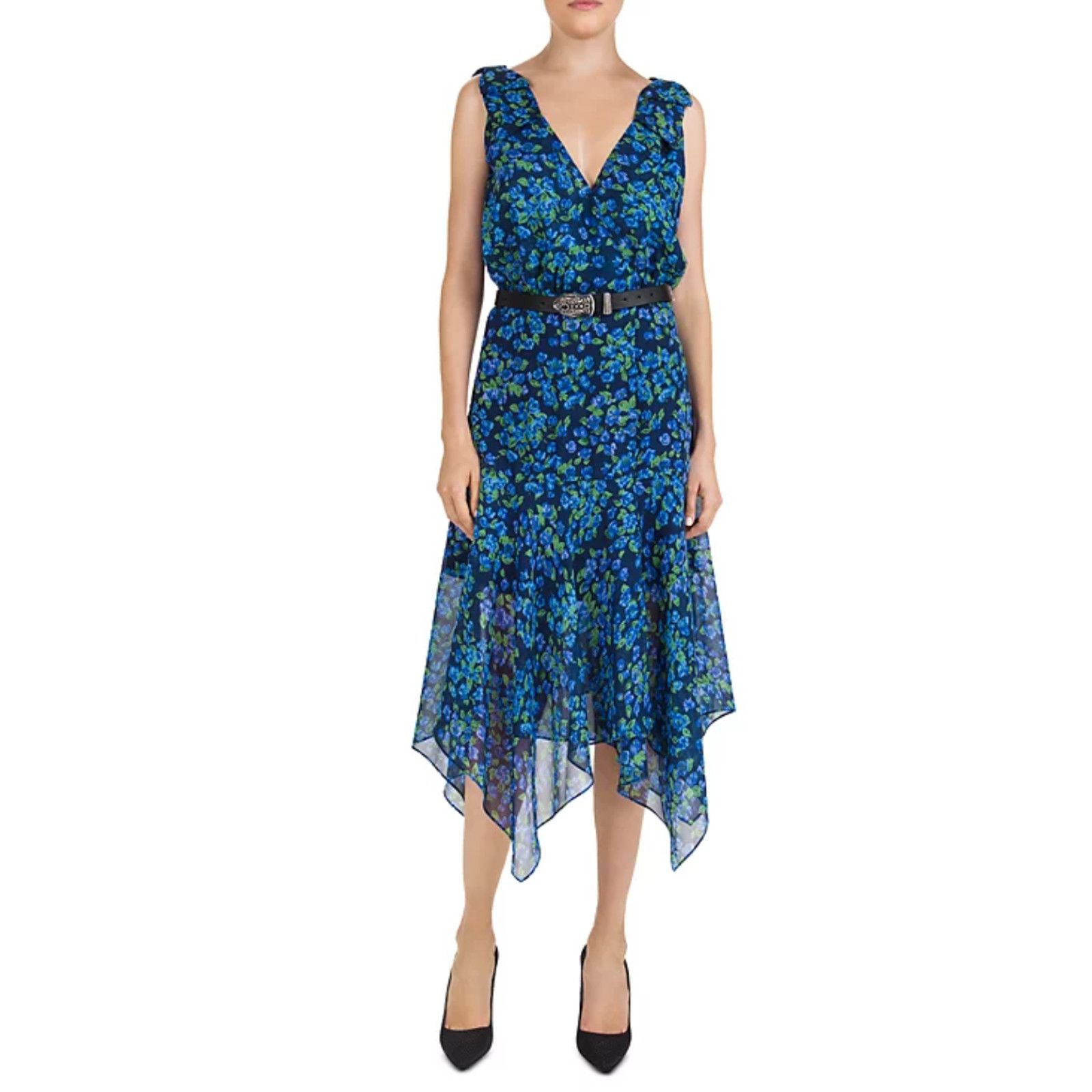 The Kooples The Kooples Women Floral Print Silk Wrap Dress Blue Size 3/M Size M / US 6-8 / IT 42-44 - 1 Thumbnail