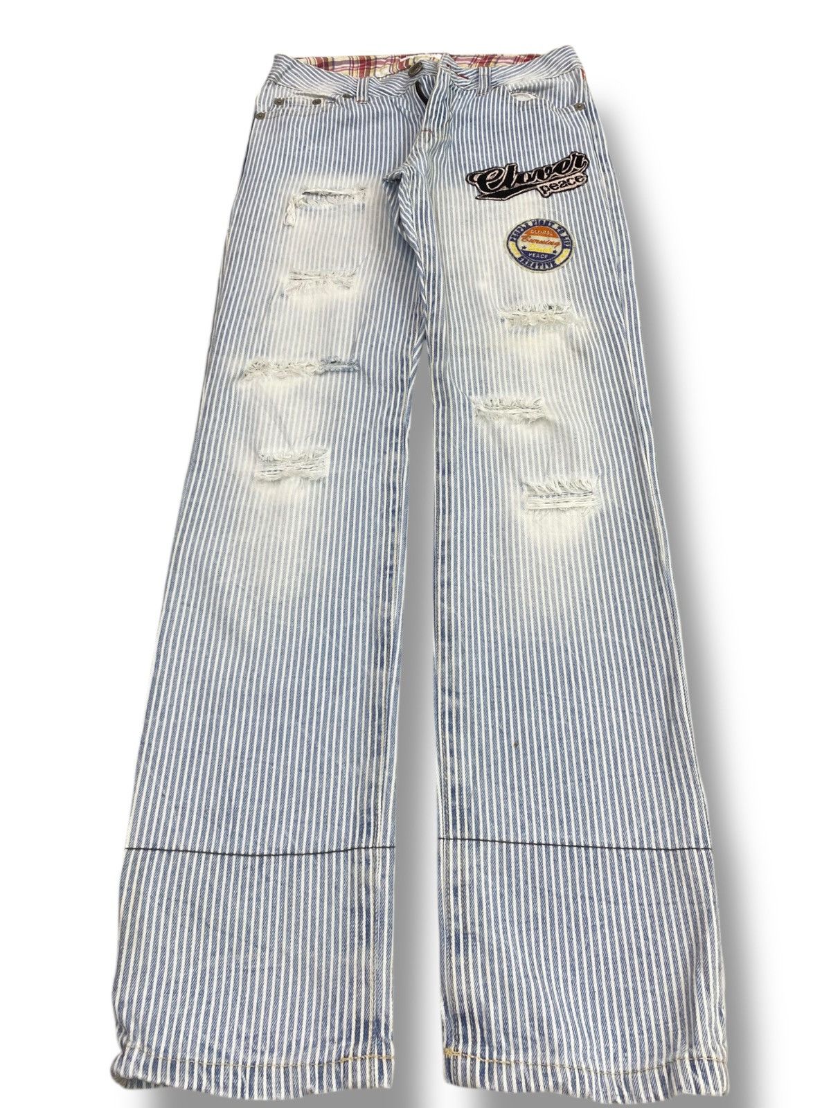 Other Japanese Brand Stripe Distressed Style Loose Jeans Size US 30 / EU 46 - 1 Thumbnail