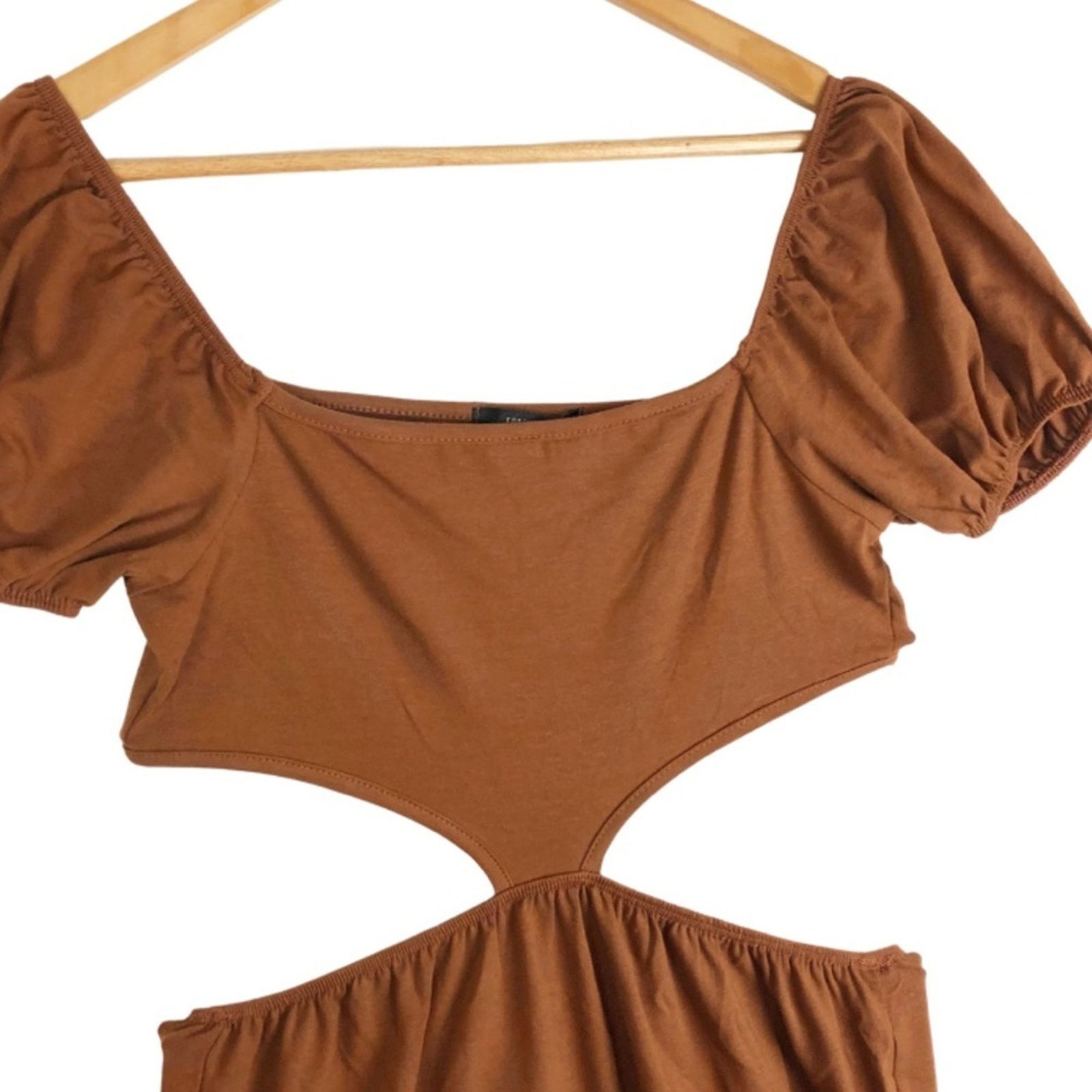Forever 21 New Forever 21 Women’s Cutout Flounce-Hem Mini Dress Brown Size L / US 10 / IT 46 - 4 Thumbnail