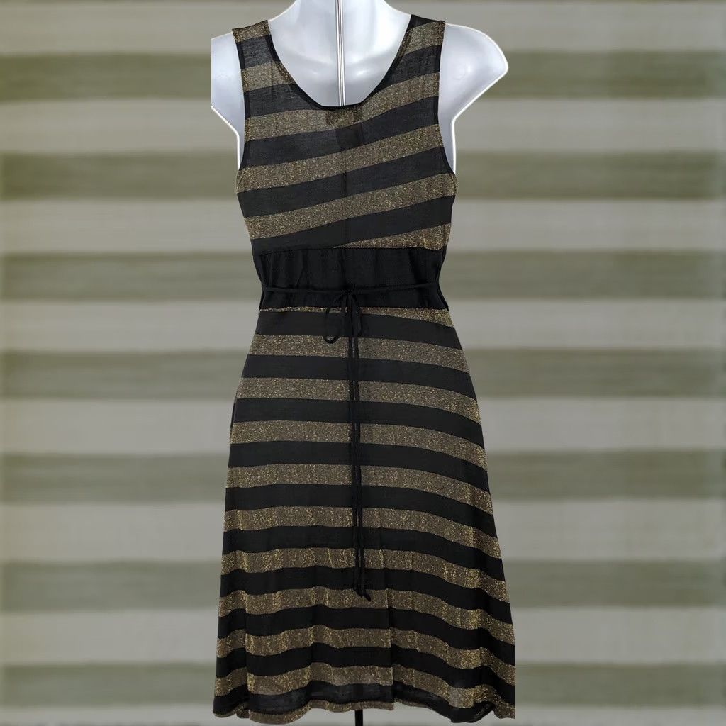 Vintage Say Anything Midi Tank Dress M Blk Glitter Sleeveless Surplice Glam Party NWT Size M / US 6-8 / IT 42-44 - 1 Thumbnail