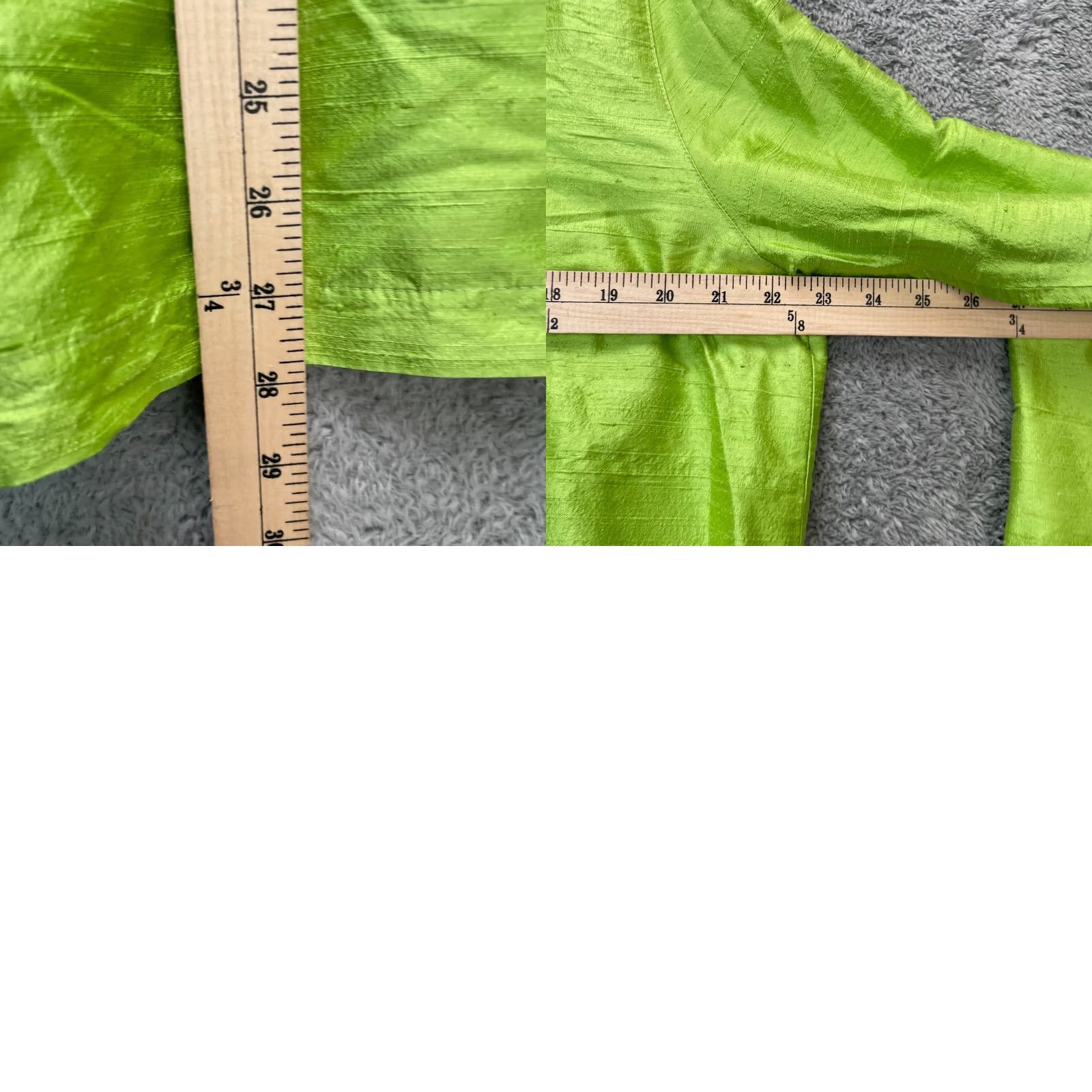 Vintage Caroline Rose Jacket Womens XL Green Silk Open Front Collared Basic Jacket Short Sleeve Casual Daywear Size XL / US 12-14 / IT 48-50 - 8 Thumbnail