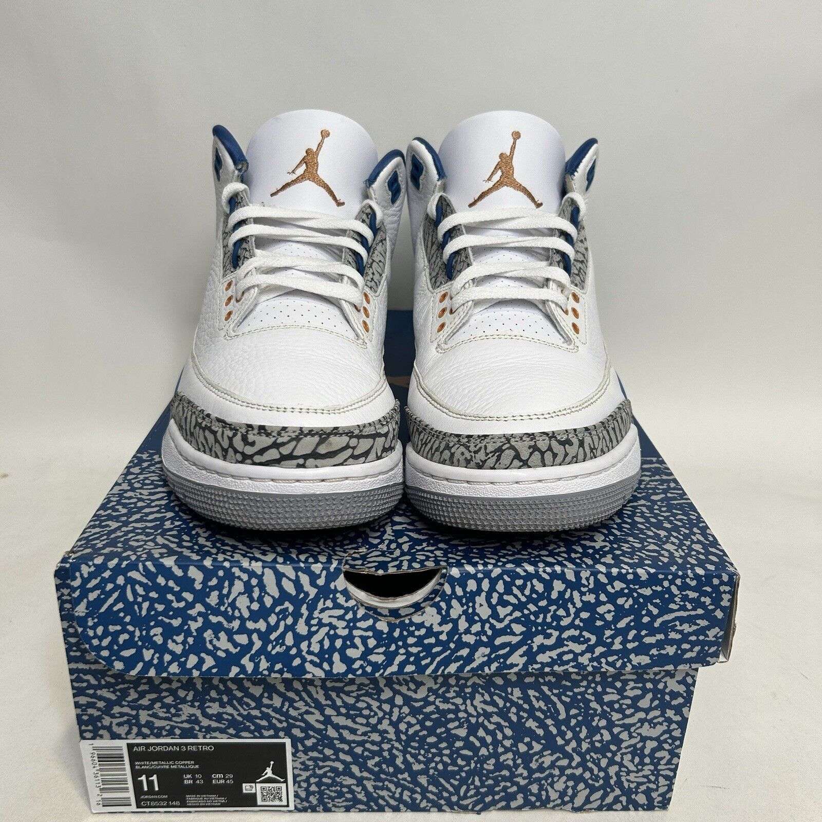 Nike Nike Air Jordan 3 Retro “Wizards/Blue White Copper” 2024 Size US 11 / EU 44 - 2 Thumbnail
