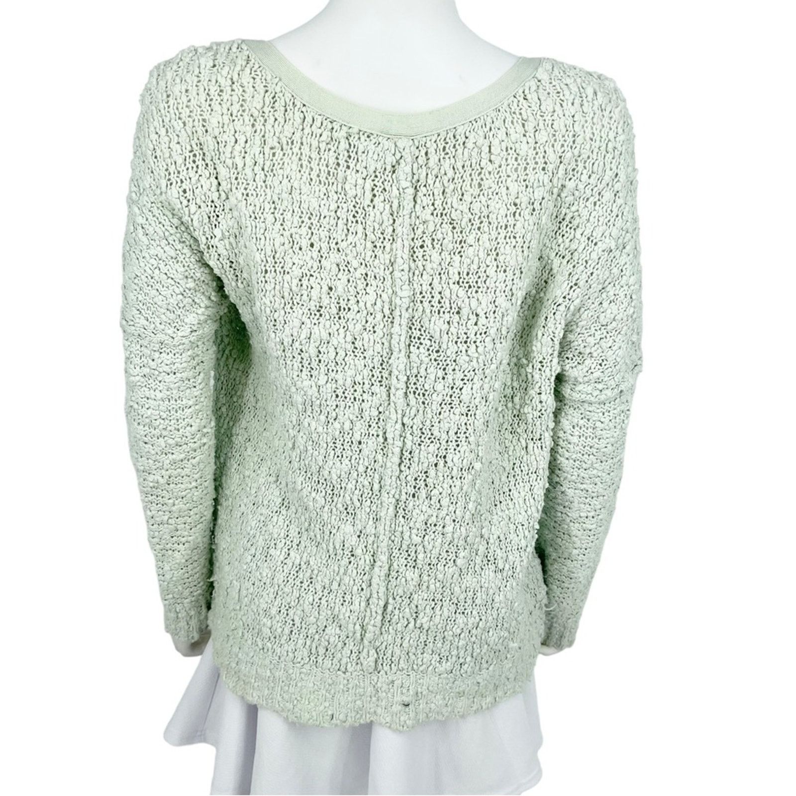 Free People Free People Songbird Boucle Knit V-Neck Sweater Mint Size XS Size XS / US 0-2 / IT 36-38 - 5 Thumbnail