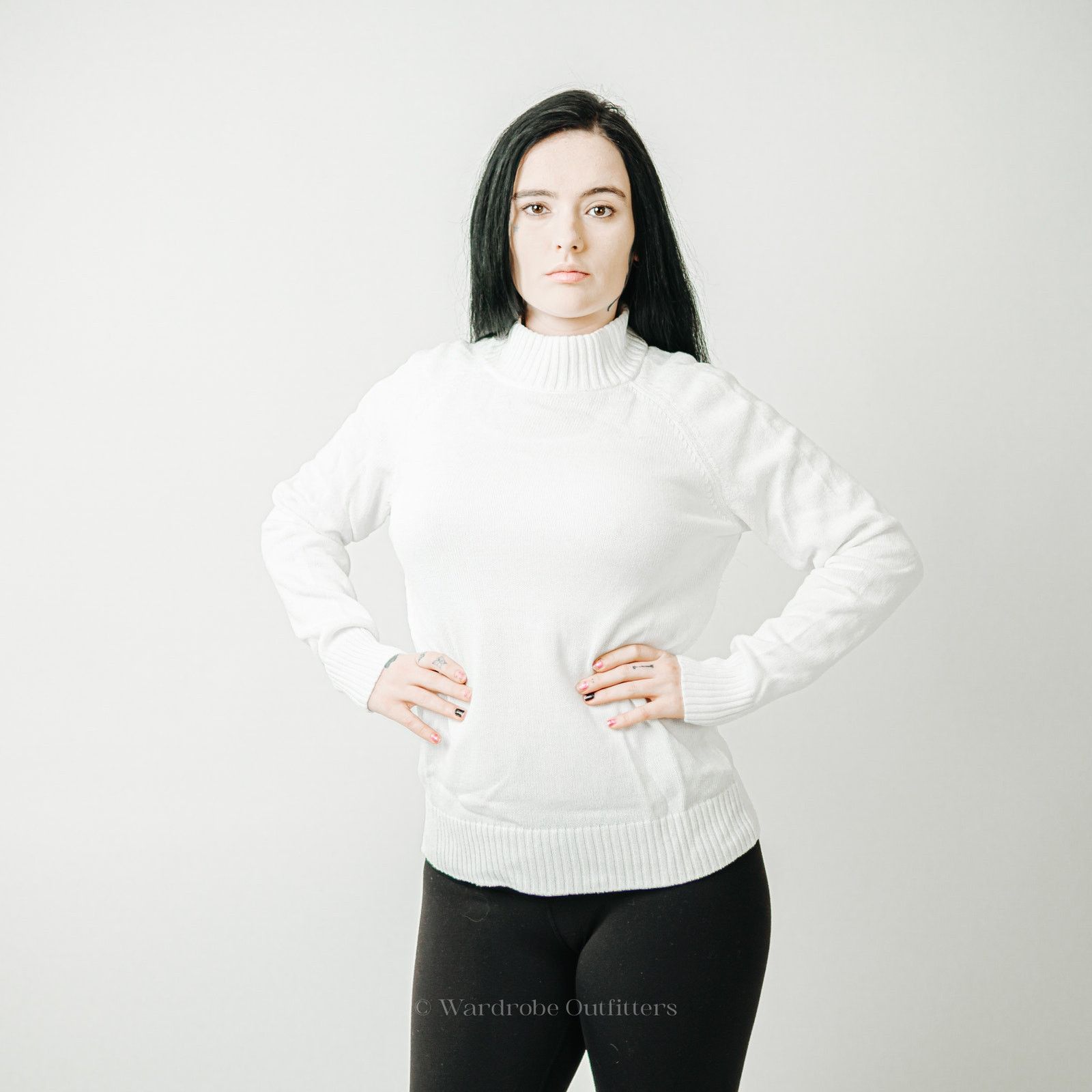 Designer Jeanne Pierre White Turtleneck Sweater - L Size L / US 10 / IT 46 - 1 Thumbnail