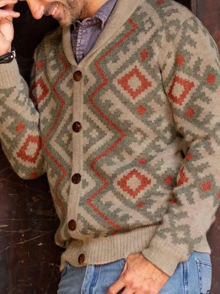 Japanese Brand Collar Long Sleeve Cardigan Knit Jacket Size US L / EU 52-54 / 3 - 2 Thumbnail
