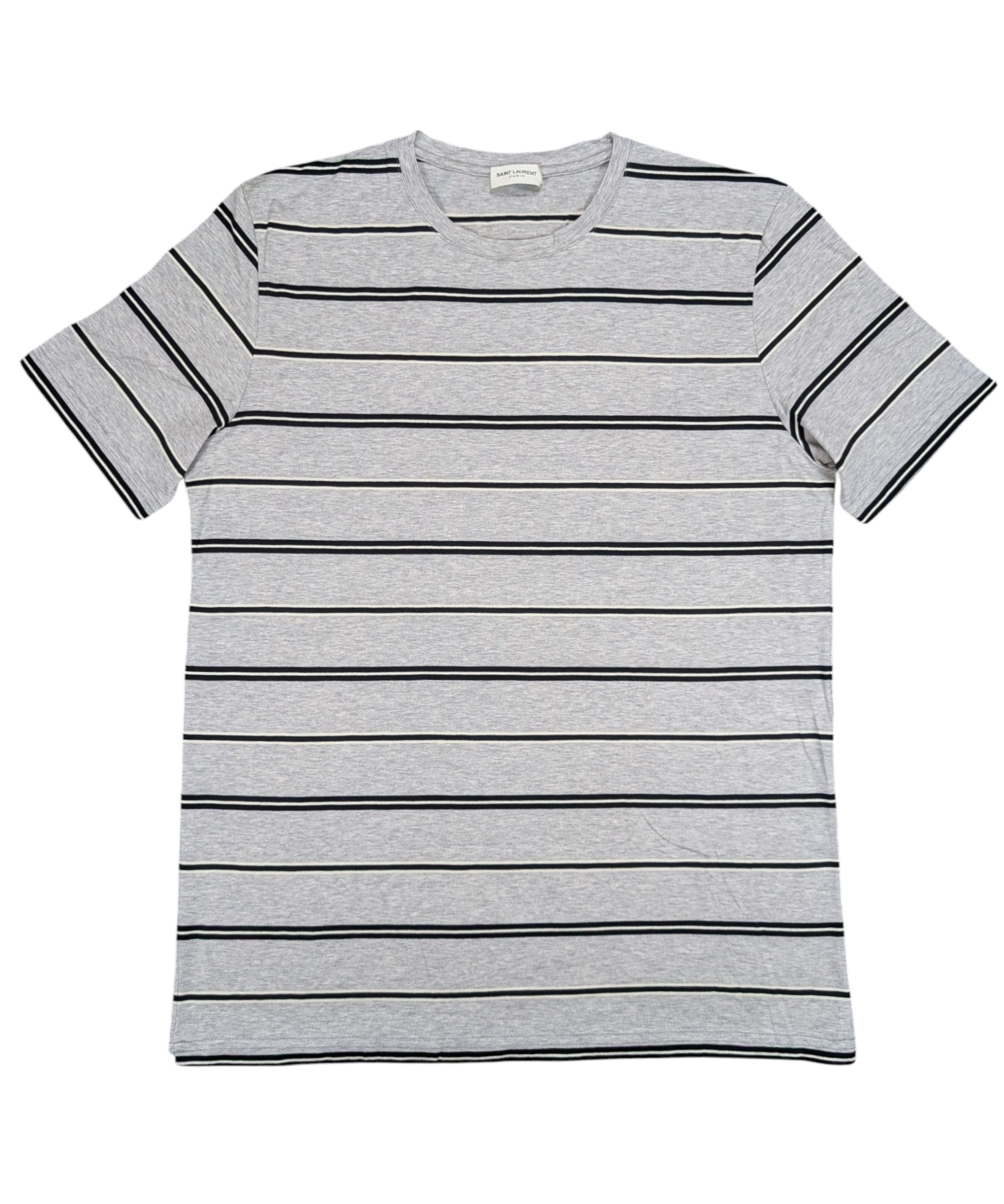Saint Laurent SS18 Hedi Slimane Black Grey Striped T Shirt