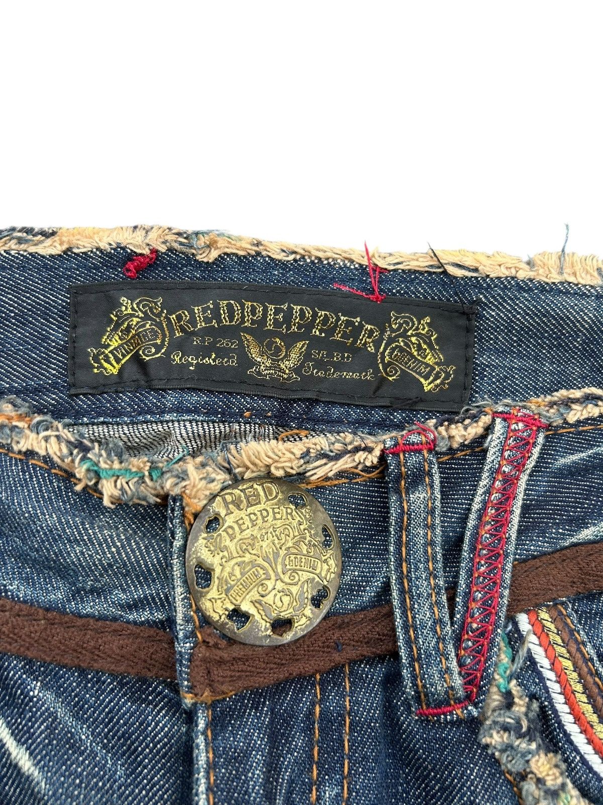 If Six Was Nine × KMRii × Le Grande Bleu (L.G.B.) ☠️ Red Papper Japanese Punk Rusty Faded Denim Jeans Lowrise Size US 30 / EU 46 - 6 Thumbnail