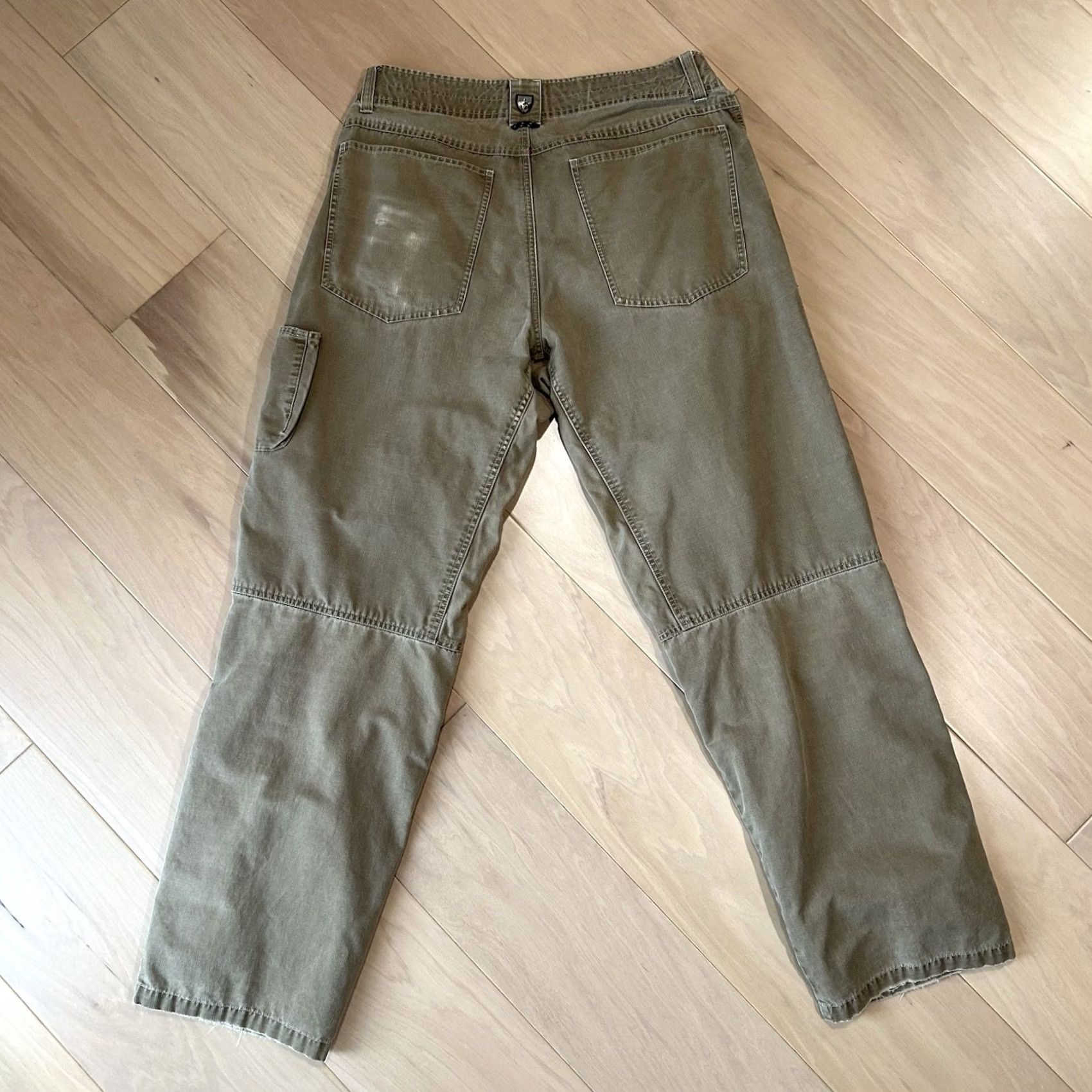 Vintage Kuhl Crag Series Pants Mens 34x31 Beige Cotton Blend Straight Leg 5-Pocket Zipper Button Vintage Patina Dye Workwear Casual Travel Size US 34 / EU 50 - 3 Thumbnail