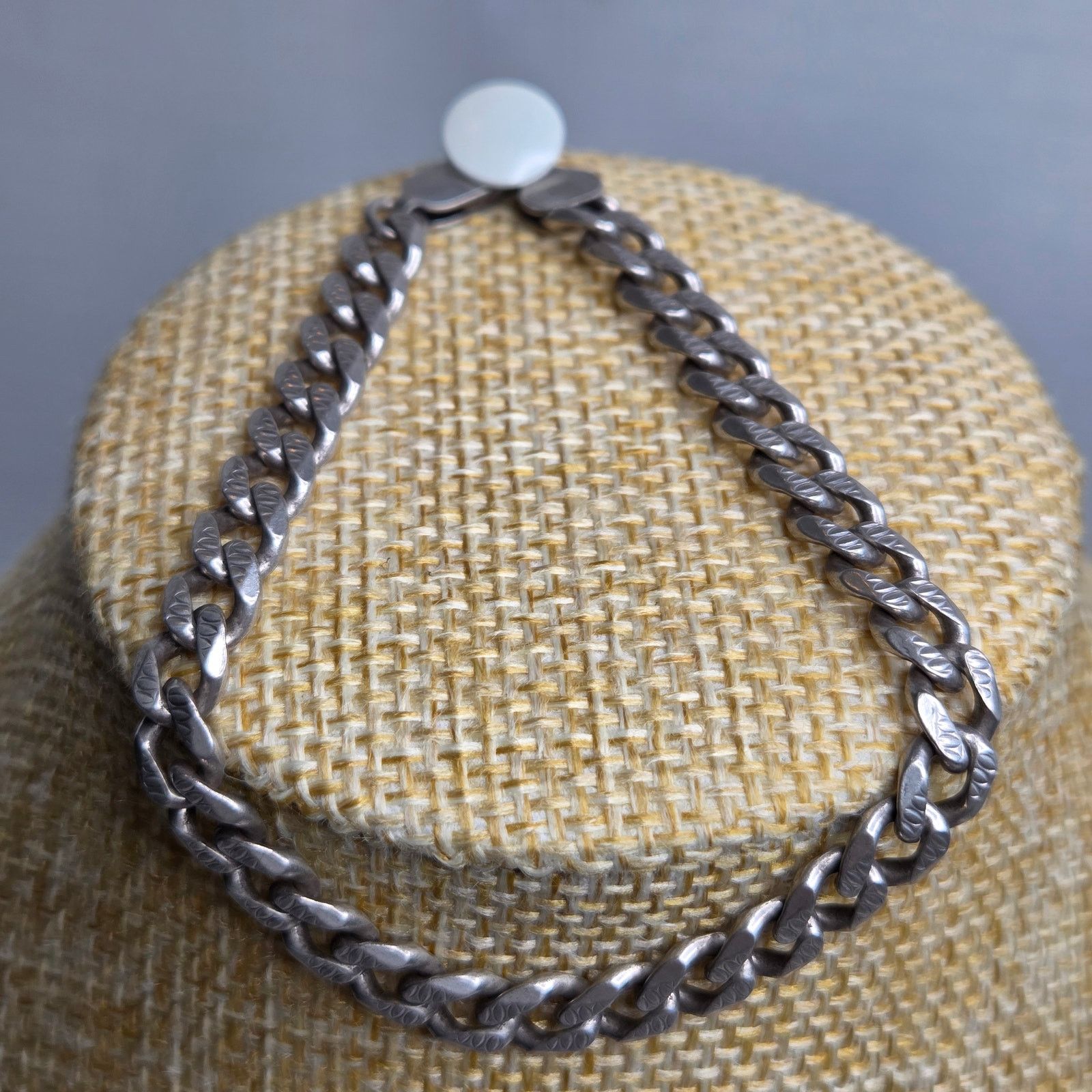 Sterling Silver Sterling Silver Textured Curb Chain Bracelet Italy .925 7.5" Size ONE SIZE - 10 Thumbnail