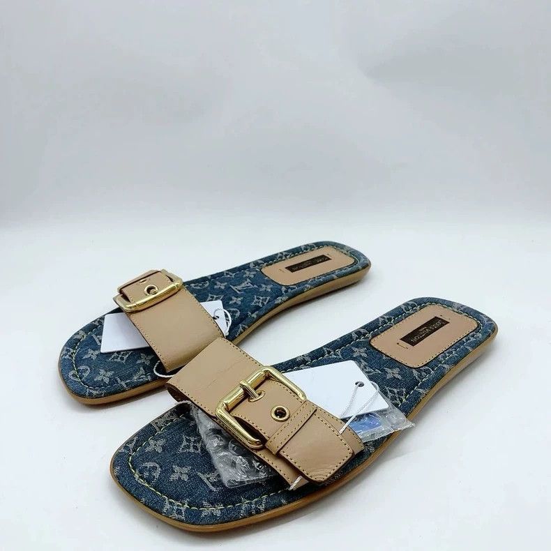 Louis Vuitton Louis Vuitton Denim Slide Sandals - dmc Size US 6 / EU 39 - 1 Thumbnail