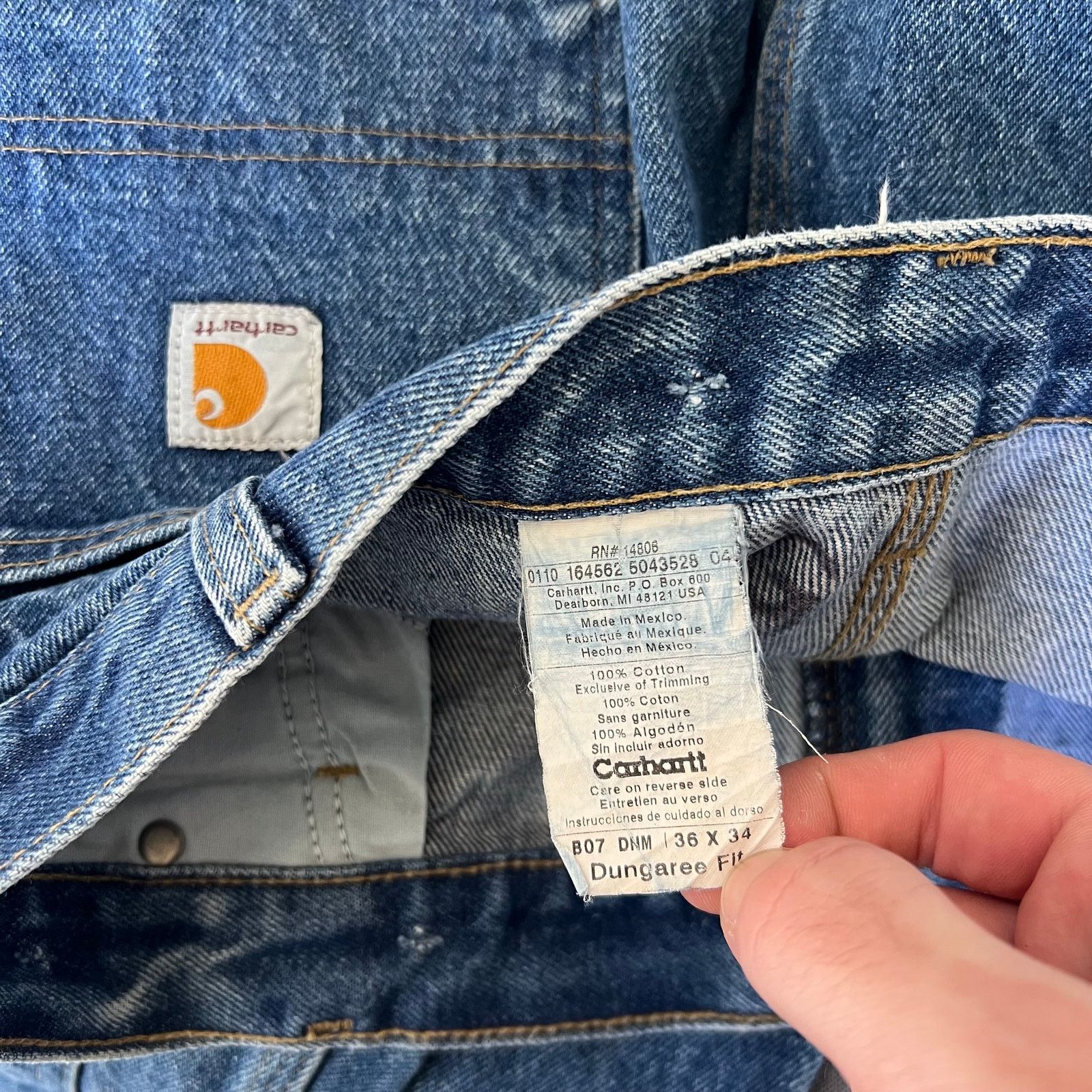 Carhartt × Vintage Carhartt blue denim jeans double knee work carpenter pants Size US 34 / EU 50 - 7 Thumbnail