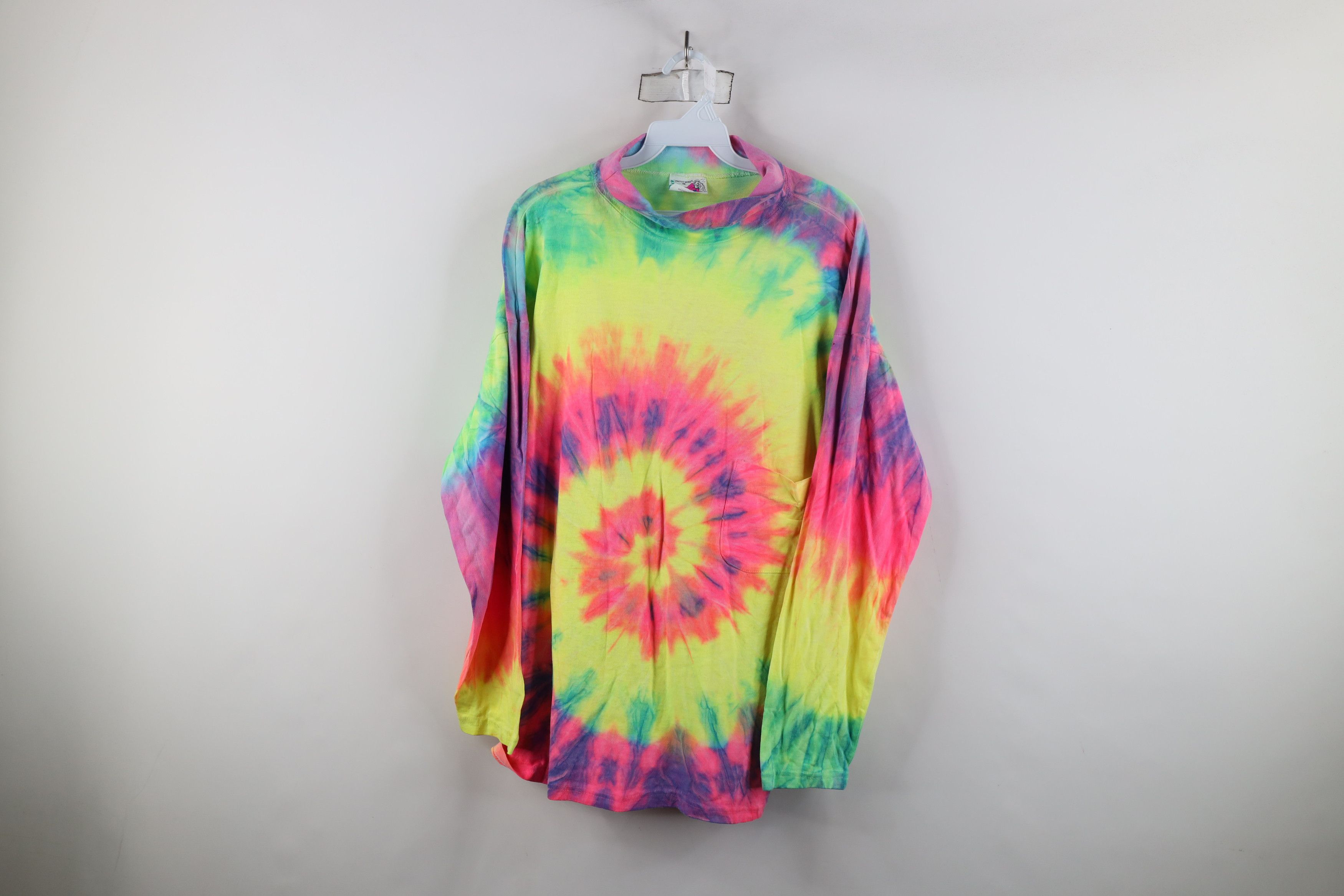 Vintage Vintage 90s Streetwear Tie Dye Swirl Turtleneck T-Shirt USA Size ONE SIZE - 1 Thumbnail