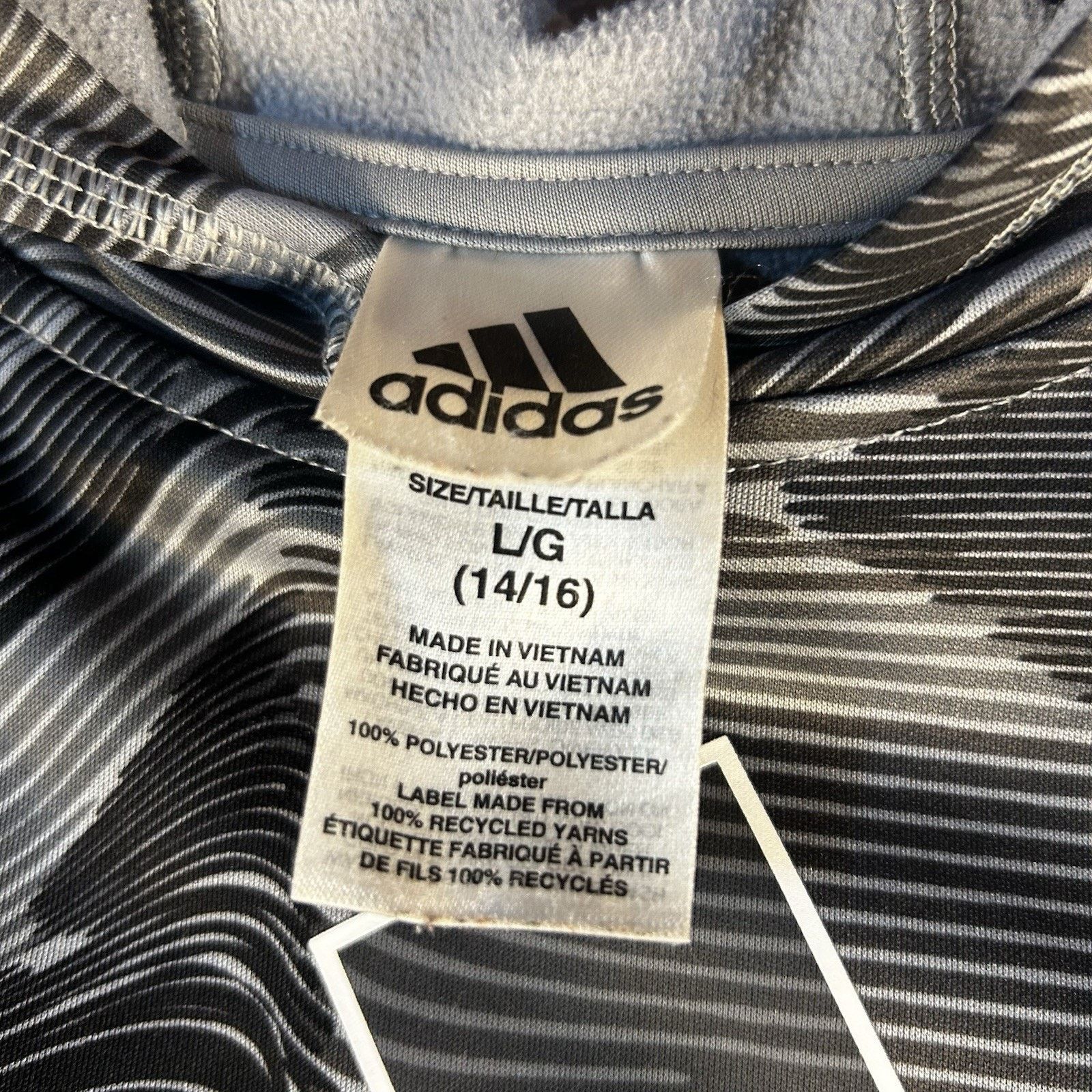 Adidas ADIDAS Size L (14/16) Boys Gray/Black Pocket Fleece Hoodie Size US XS / EU 42 / 0 - 3 Thumbnail