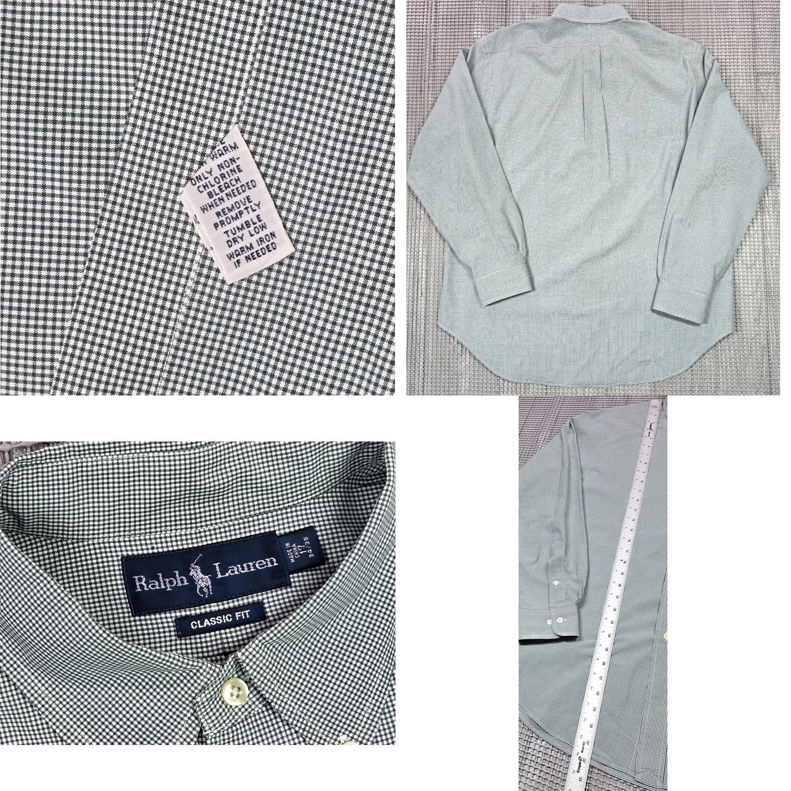 Polo Ralph Lauren Polo Ralph Lauren Button-Up Shirt Check Long Sleeve 17-34/35 Green Pony Vintage Mens Regular Size XS- Large Size US XL / EU 56 / 4 - 8 Thumbnail
