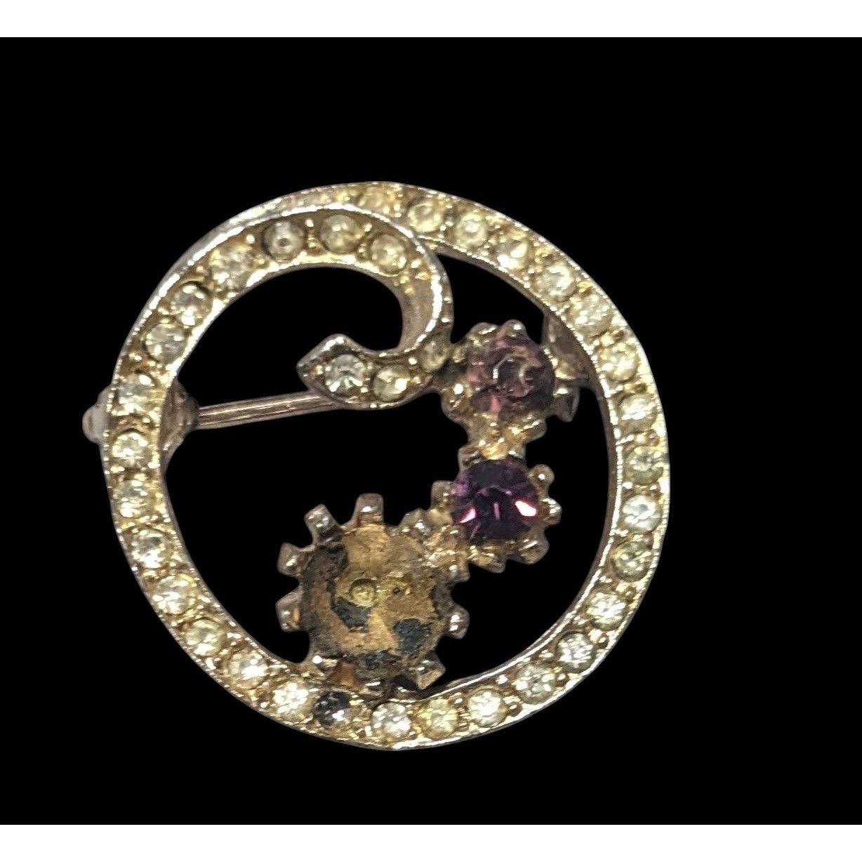 Other Vintage Floral Rhinestone Gold Tone Brooch Size ONE SIZE - 1 Thumbnail