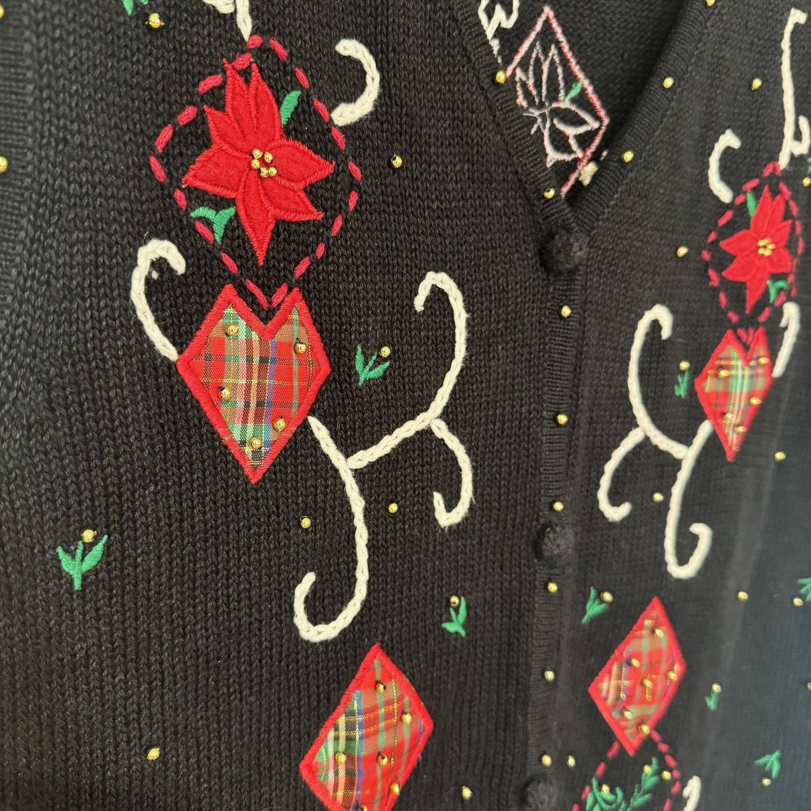 Other Appagallo Poinsetta Large Embroidered Christmas Vest Size L / US 10 / IT 46 - 2 Thumbnail