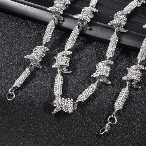 Jewelry 18" 18mm Barbed Wire Thorn Link Chain Choker Necklace🔥🔥🔥 Size ONE SIZE - 4 Thumbnail