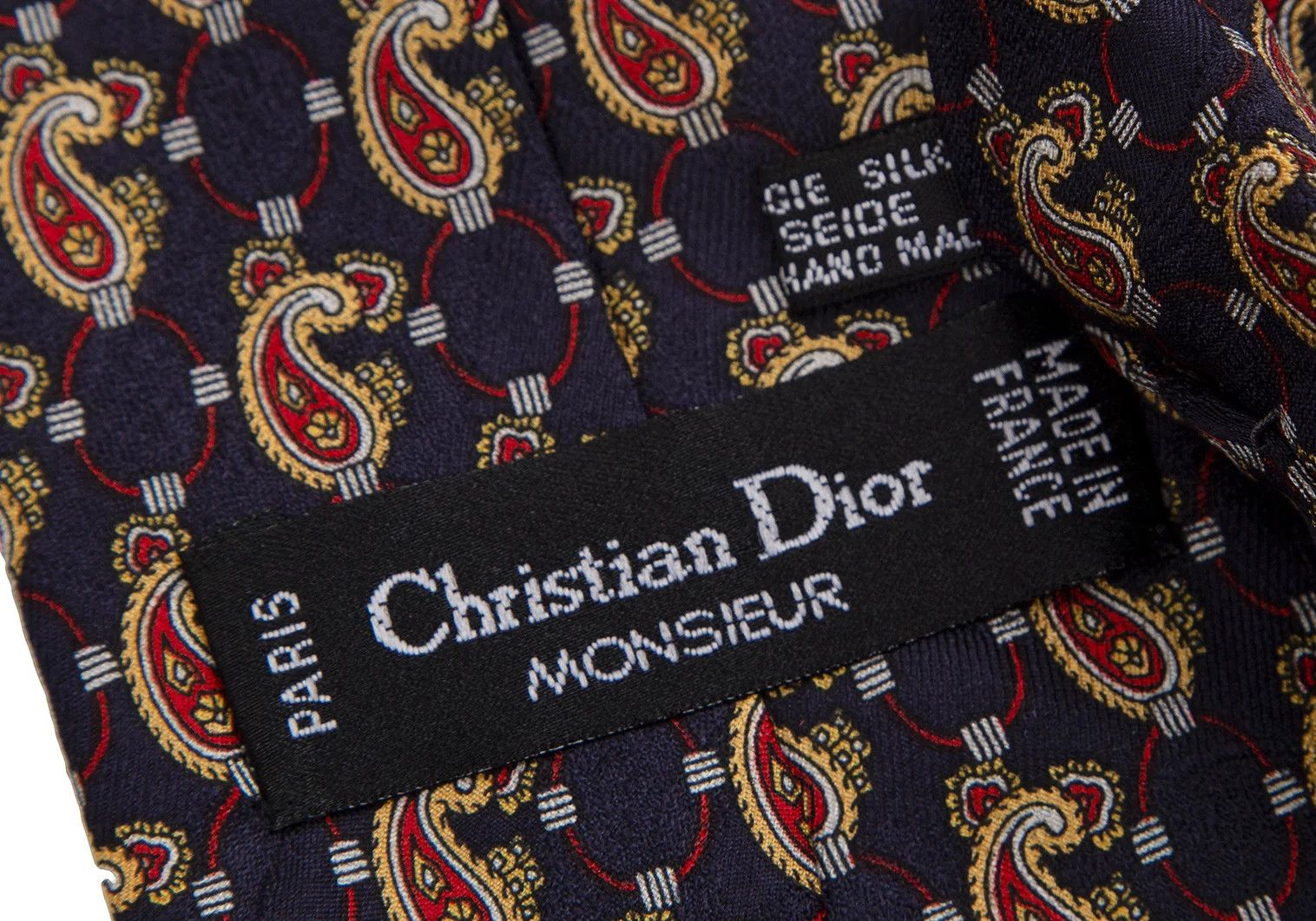 Dior Paisley Silk Tie in Navy Blue Size ONE SIZE - 8 Thumbnail