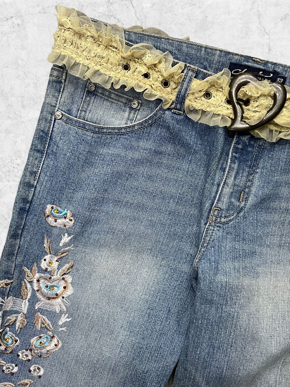 Japanese Brand × Vintage Vintage Clash Embroidered Flared Denim Pants With Belt Size US 32 / EU 48 - 6 Thumbnail