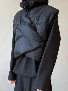 Japanese Brand Ruumika x ouchi Quilted Baggy Black Vest Size US L / EU 52-54 / 3 - 6 Thumbnail