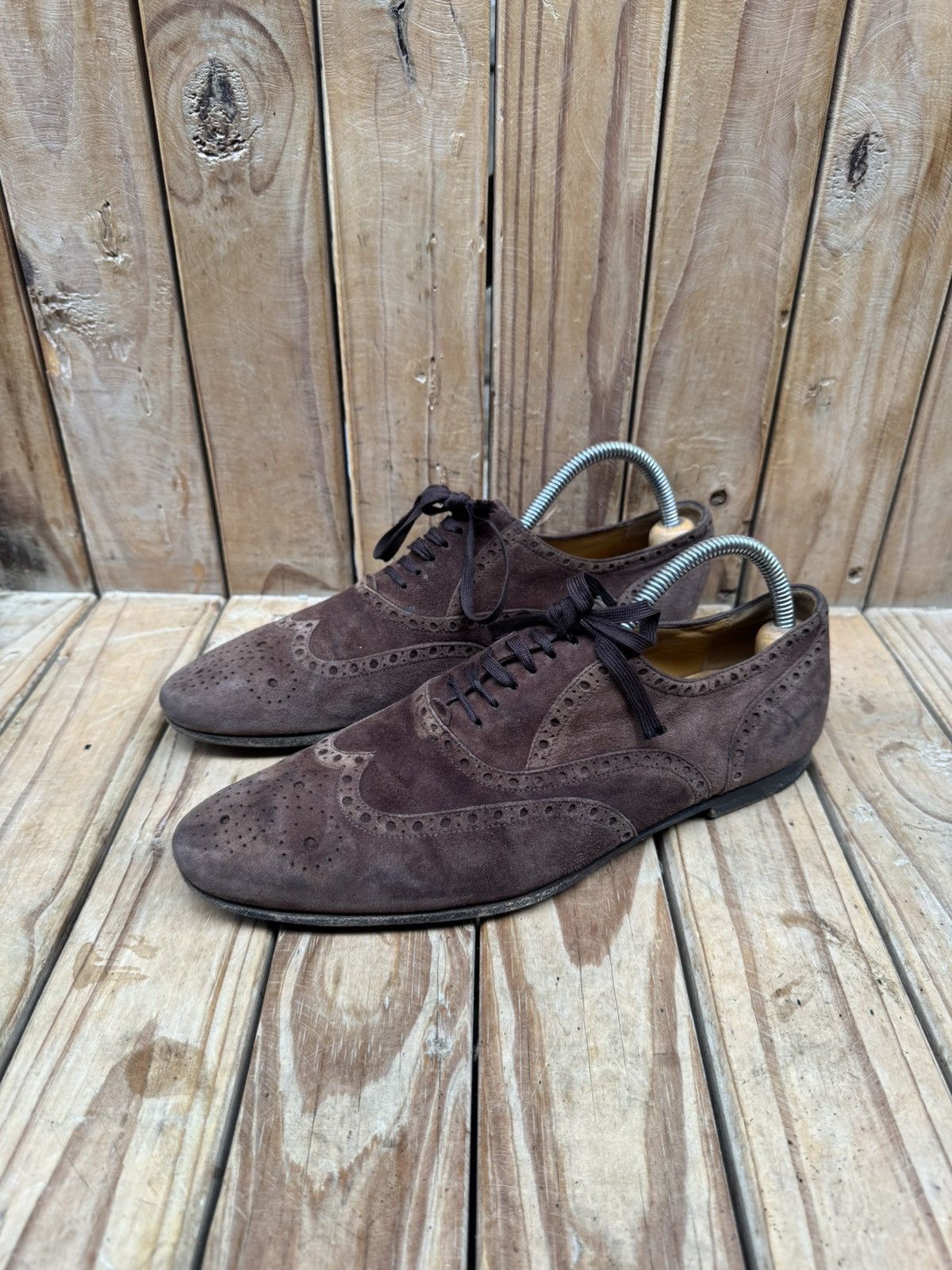 Gucci Gucci Brown Men’s suede leather dress shoes UK 6 E Size US 6.5 / EU 39-40 - 8 Thumbnail