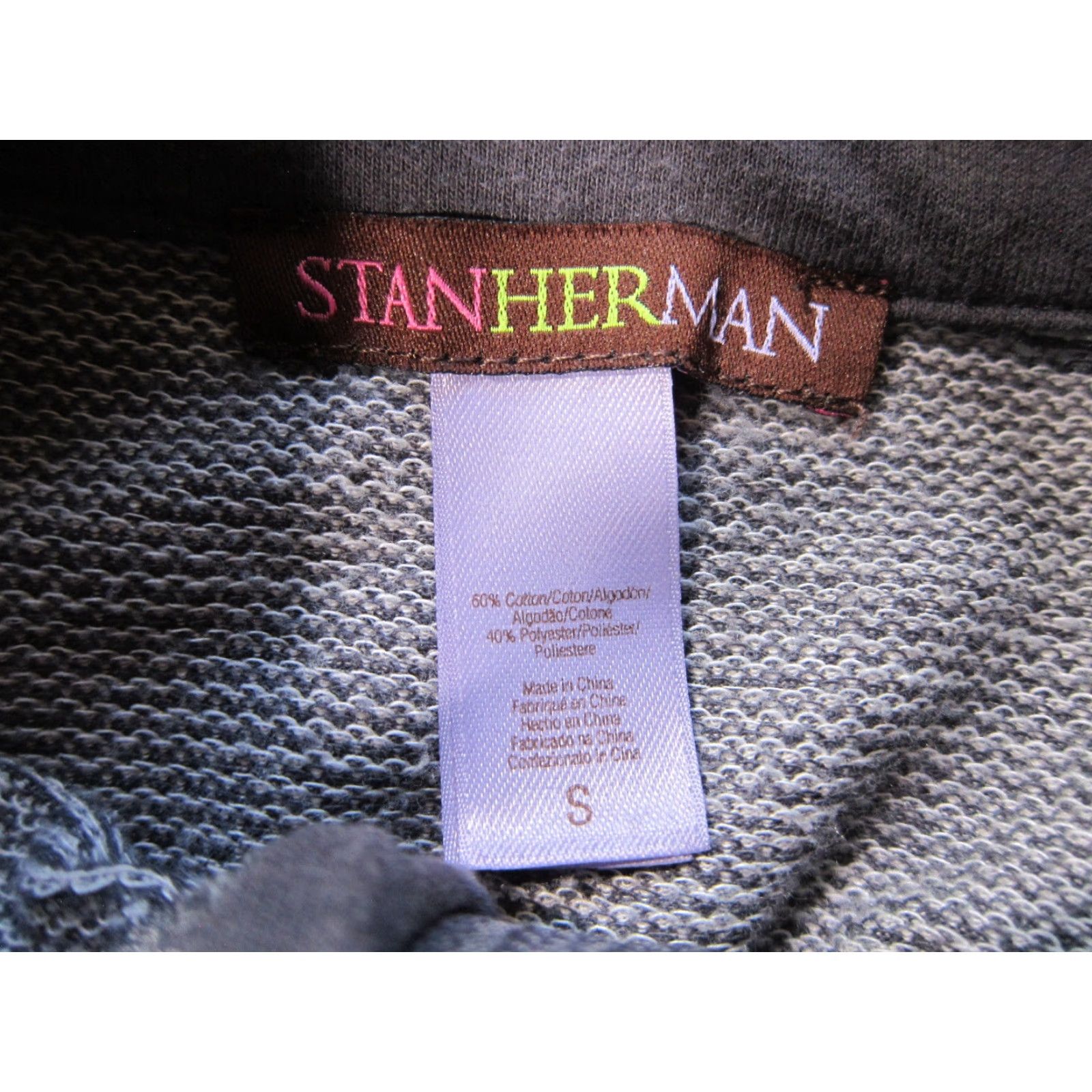 Vintage Stan Herman Cotton Stretch Jersey Grey Stripe Zip Mock Neck Pocket Robe Dress S Size S / US 4 / IT 40 - 3 Thumbnail