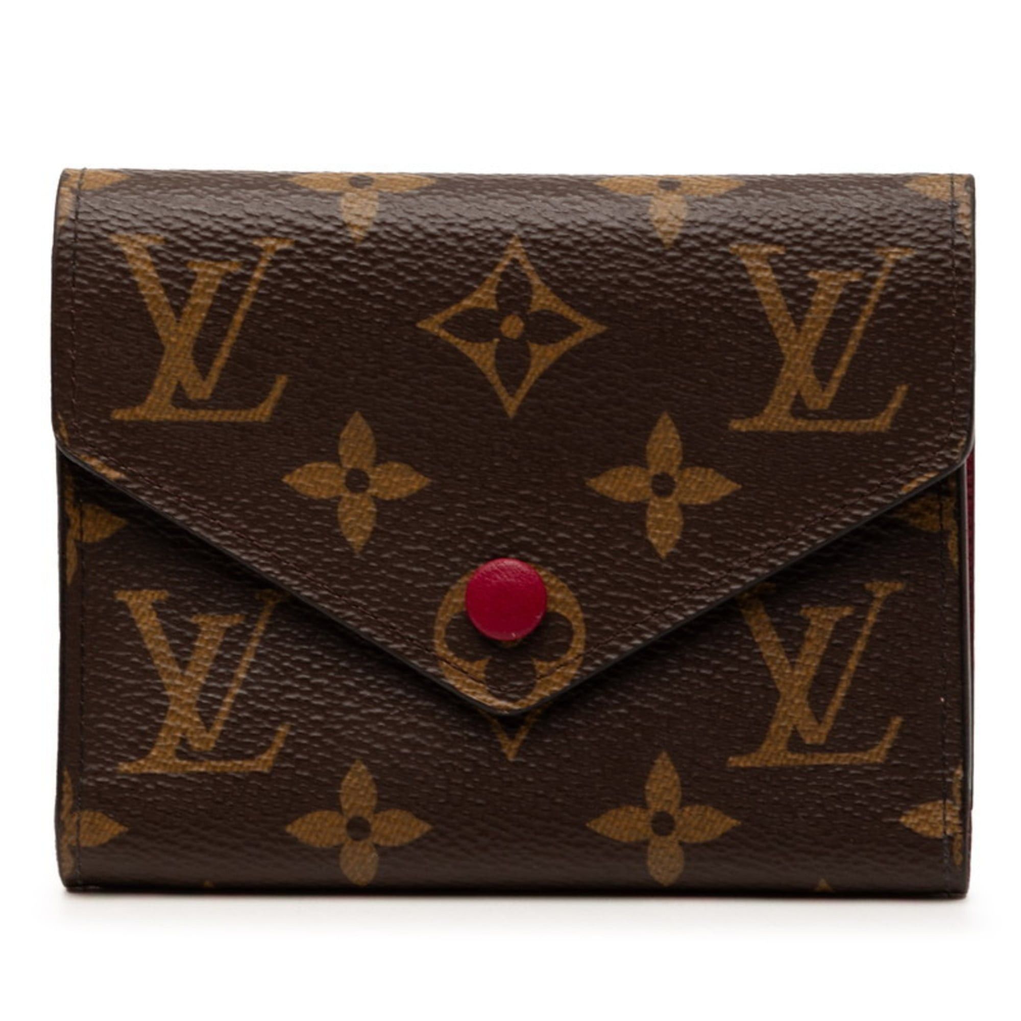 Louis Vuitton Louis Vuitton Monogram Portefeuille Victorine Tri-fold Wallet M41938 Brown Fuchsia Leather Women's LOUIS VUITTON Size ONE SIZE - 1 Thumbnail