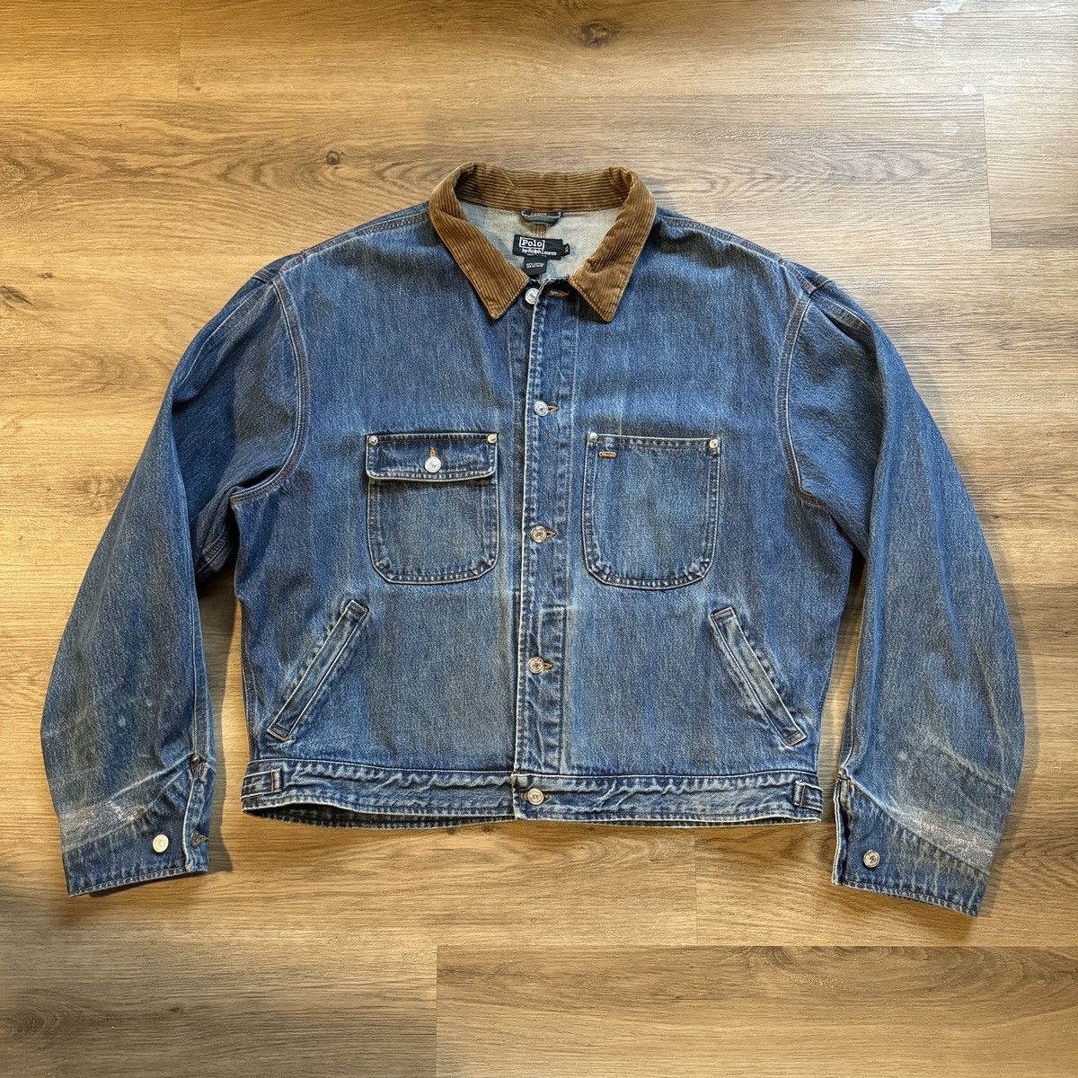 Vintage Ralph sale Lauren Rugby distressed Denim Jacket M