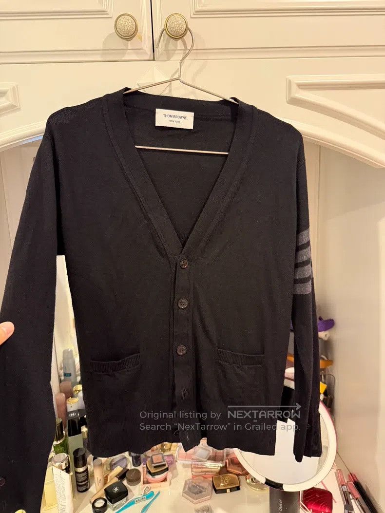 Thom Browne Black four-striped wool cardigan