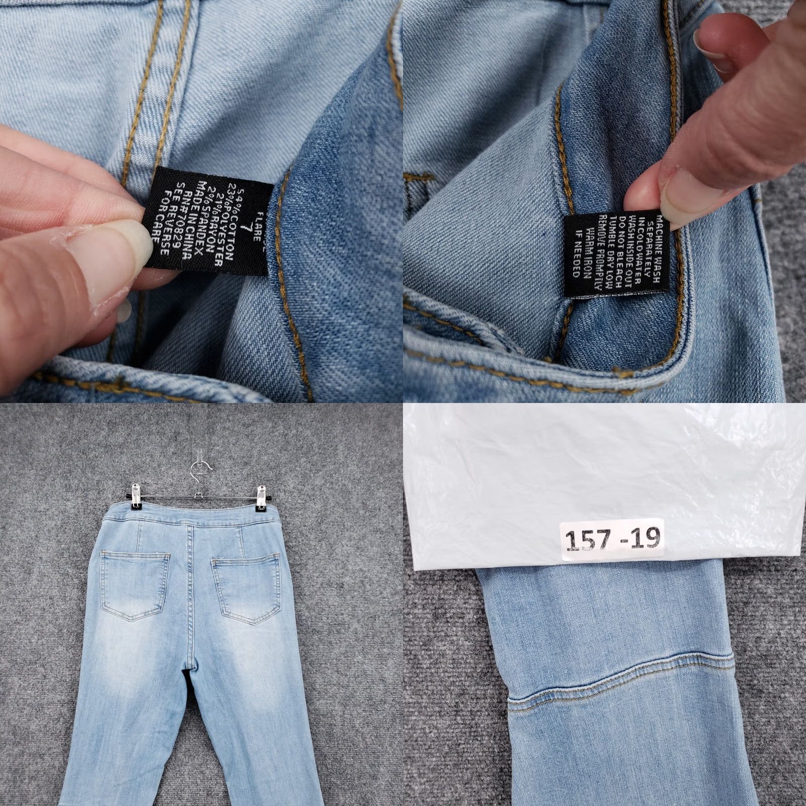 Vintage Rue21 Jeans Womens 7 Junior Blue Flare Bell Bottom Ripped Light Wash Stretch Y2K Jeans Size 28" / US 6 / IT 42 - 9 Thumbnail