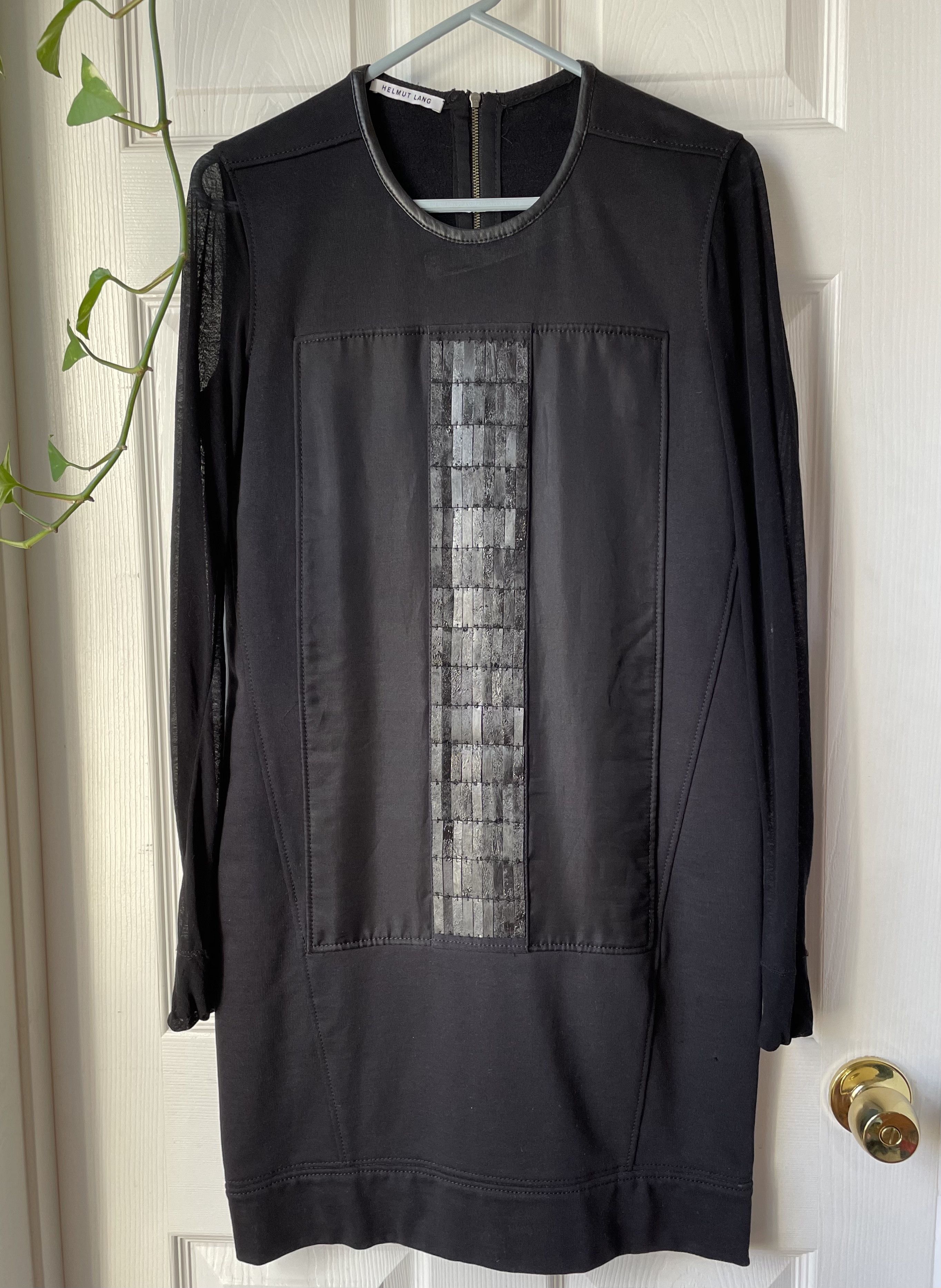 image of Helmut Lang Textured Mini Dress in Black, Women's (Size Medium)
