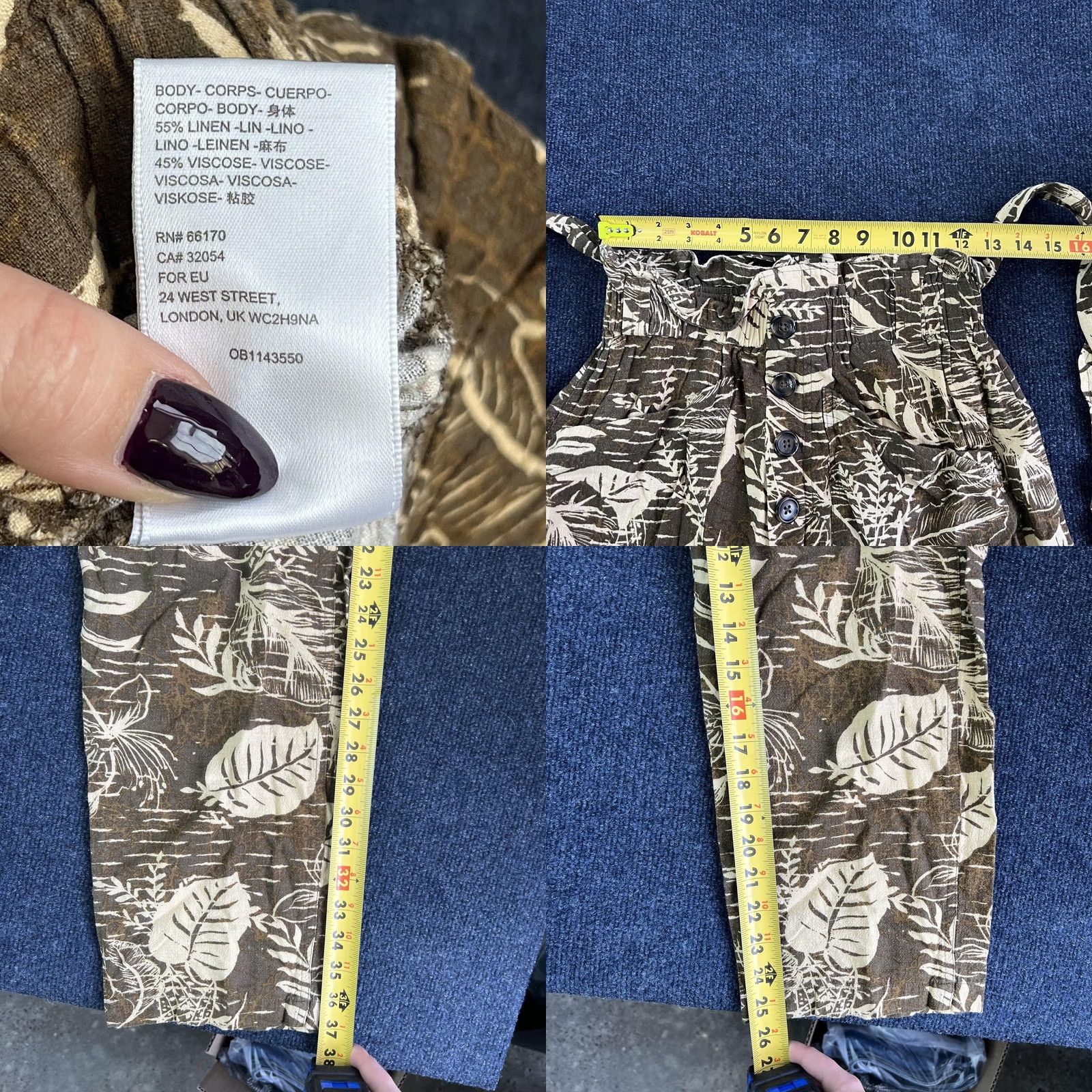 Urban Outfitters Urban Outfitters Pants Womens Small Brown Tropical Leaf Print Paperbag Waist Size 28" / US 6 / IT 42 - 8 Thumbnail