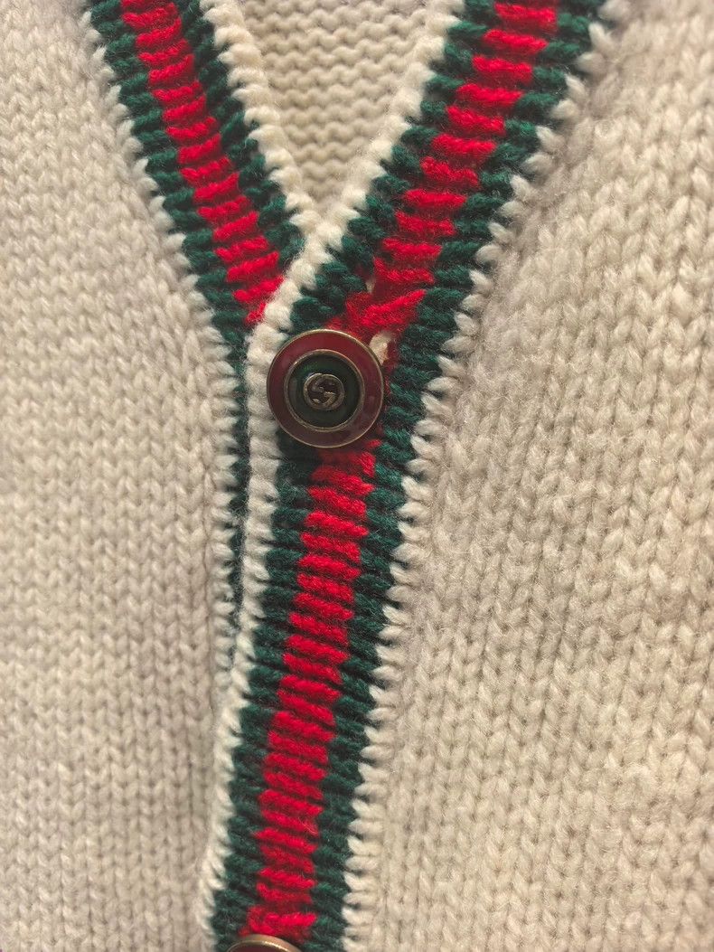 Gucci Gucci Red and green twisted flower knitting wool cardigan j Size L / US 10 / IT 46 - 4 Thumbnail