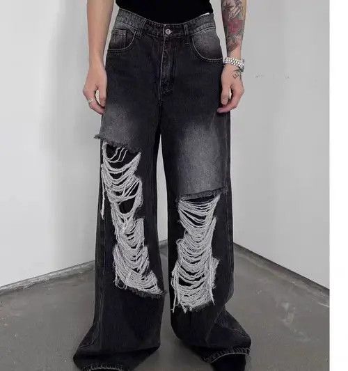 Japanese Brand Hazuki x Hada Black High Street Vintage Loose Jeans Size US 33 - 8 Thumbnail