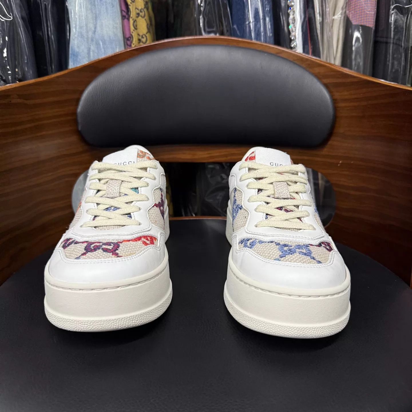 Gucci Gucci GG Multicolor White Embroidered Biscuit 37.5 Size US 7 / IT 37 - 2 Thumbnail