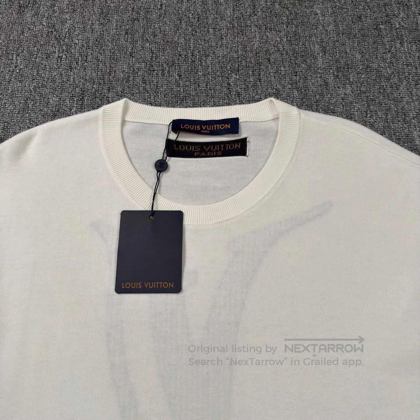 Louis Vuitton LV Curved Large Logo Beige Knit Tee. Size US XL / EU 56 / 4 - 3 Thumbnail