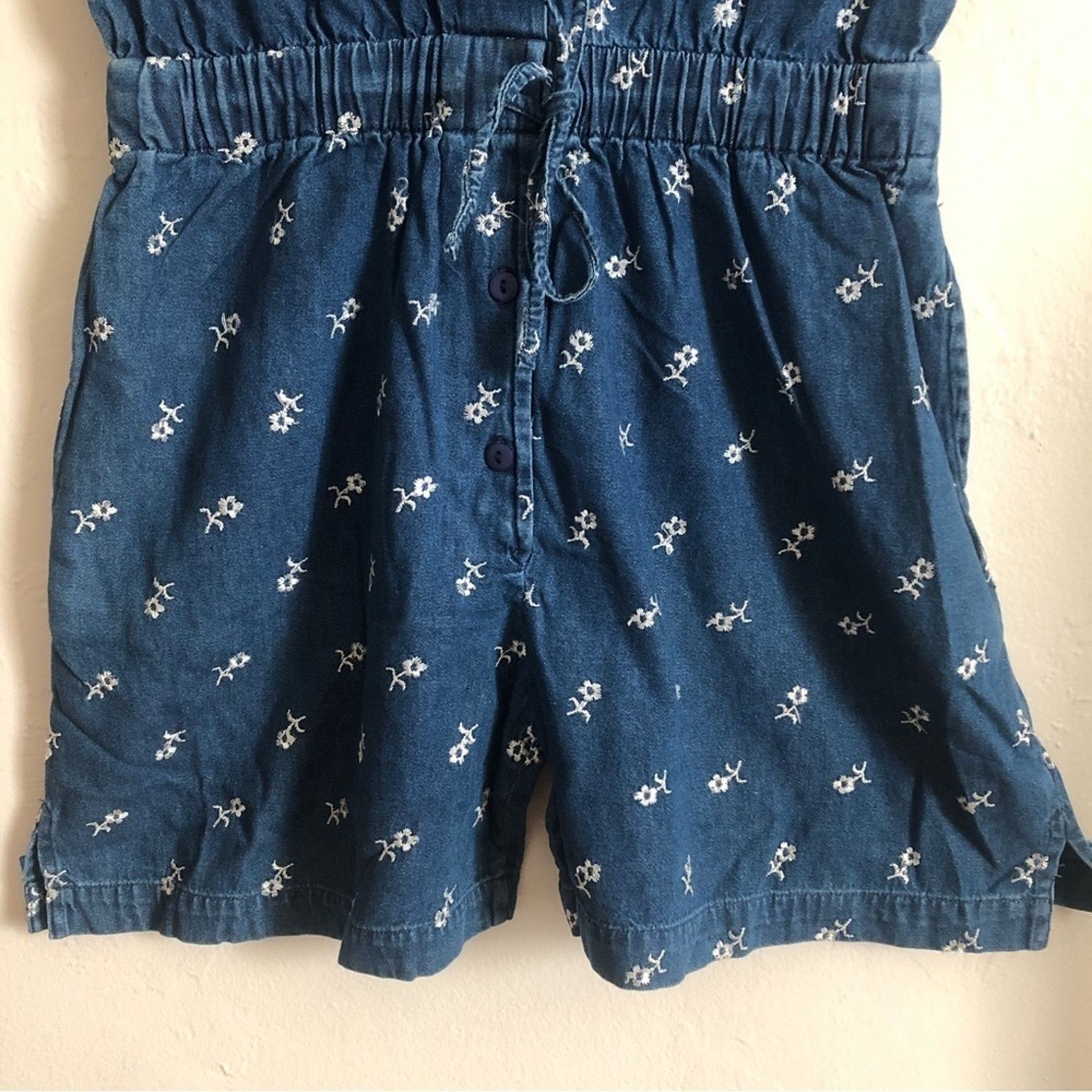 Other New Direction Blue Denim Floral Embroidered Jumpsuit Romper Size 27" / US 4 / IT 40 - 7 Thumbnail