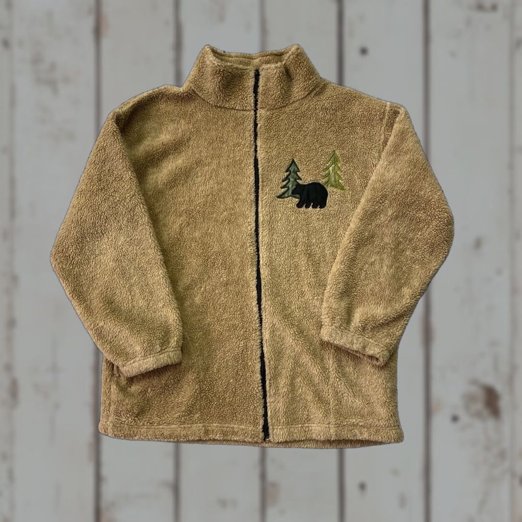 Vintage VINTAGE Awesome Wear Full Zip Sweatshirt Mens M Beige Fleece Bear Tree USA Made Size US M / EU 48-50 / 2 - 1 Thumbnail