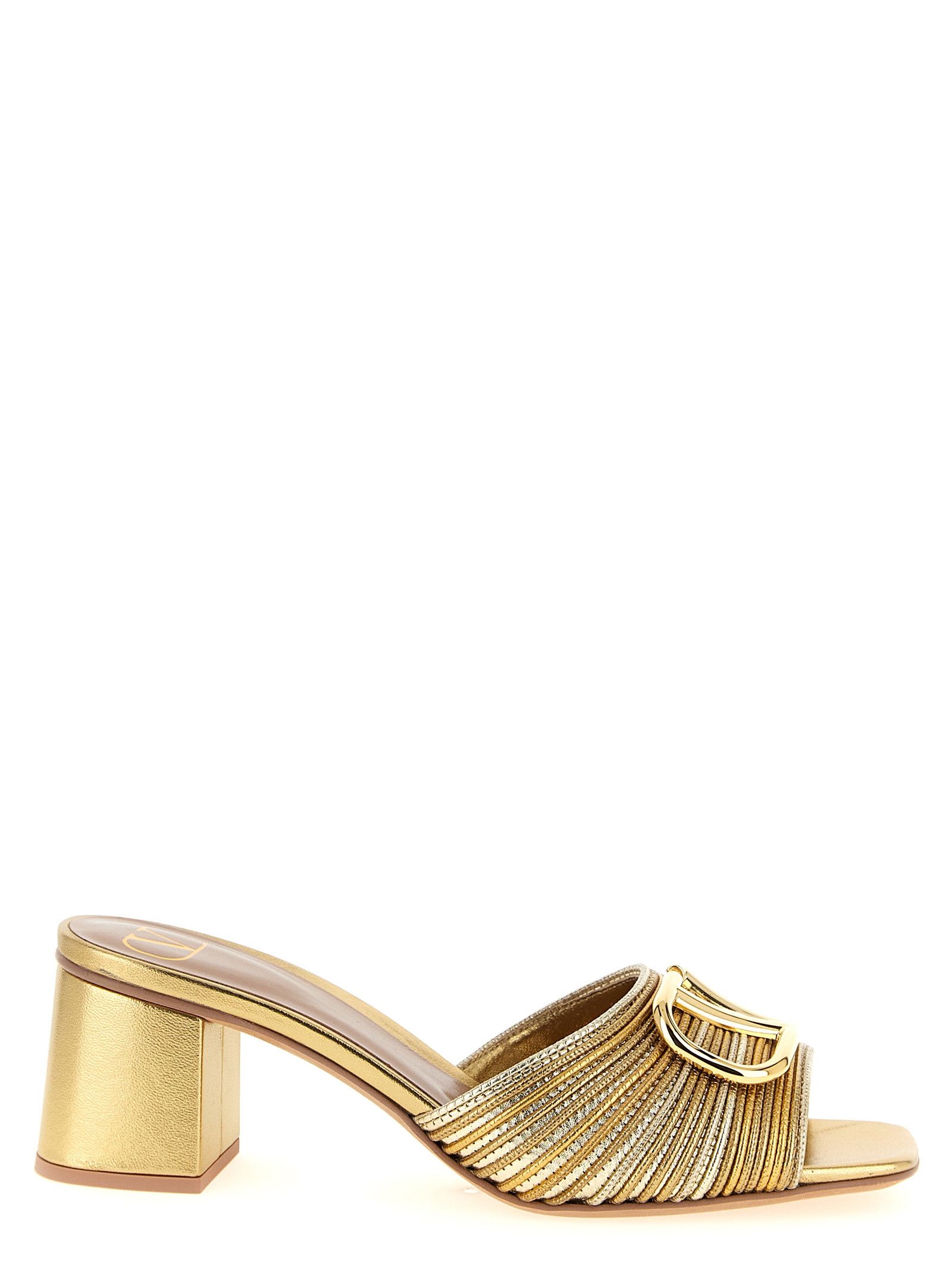 Valentino Garavani Vlogo Signature Slides in Gold, Women's (Size 9.5)