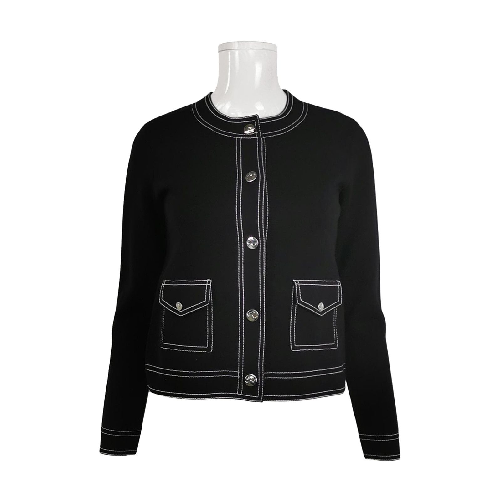 Tory Burch Tory Burch Wool Single-Breasted Crewneck Jacket XXS Size XXS / US 00 / IT 34 - 1 Thumbnail
