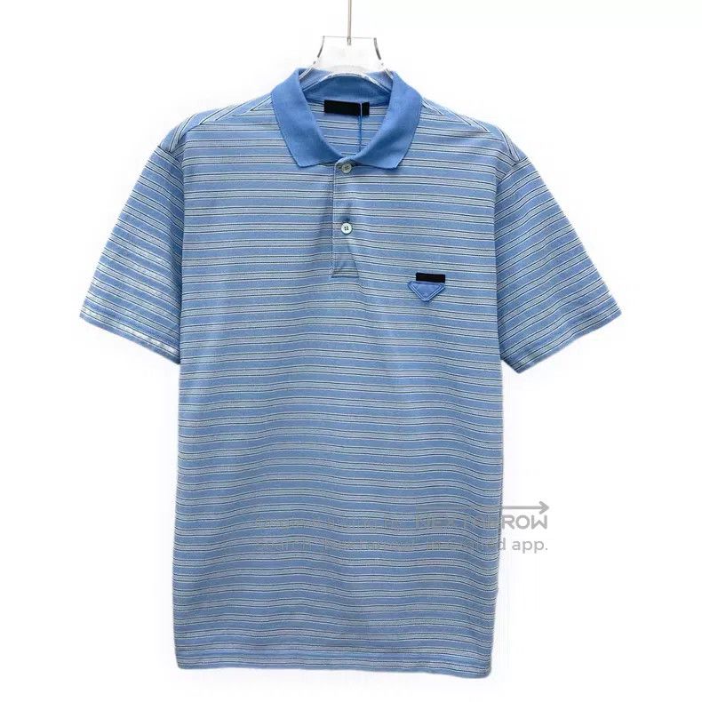 Prada Prada 25 blue logo striped short-sleeved Polo shirt Size US S / EU 44-46 / 1 - 1 Thumbnail