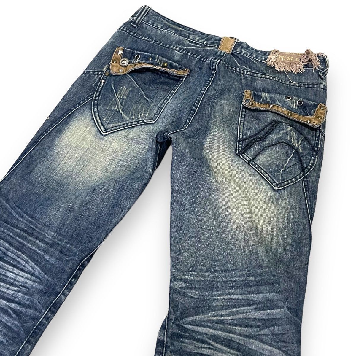 If Six Was Nine × Japanese Brand × Le Grande Bleu (L.G.B.) 🇯🇵 TSL JEANS POEM DISTRESSED DENIM PANTS Size US 35 - 10 Thumbnail