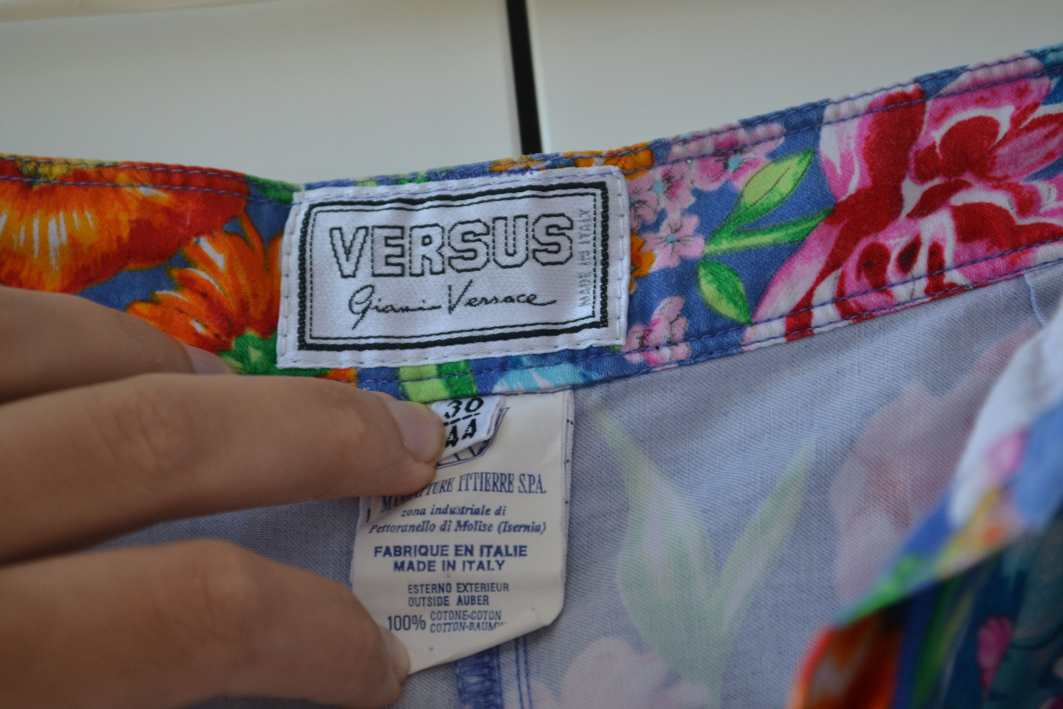 Versus Versace VERSUS Pants Trousers Blue Flower Floral Print 90s Cotton Size 30" / US 8 / IT 44 - 3 Thumbnail